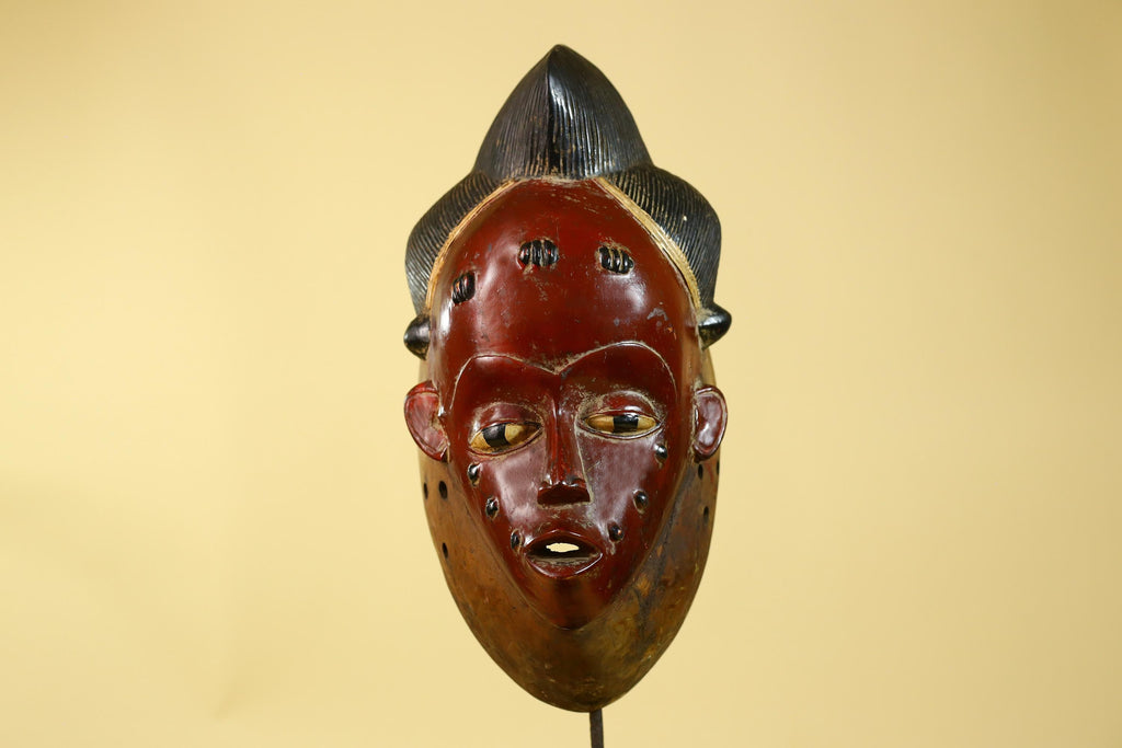 Large Baule African Mask, Hand Carved Wooden Tribal Wall Art-G6175