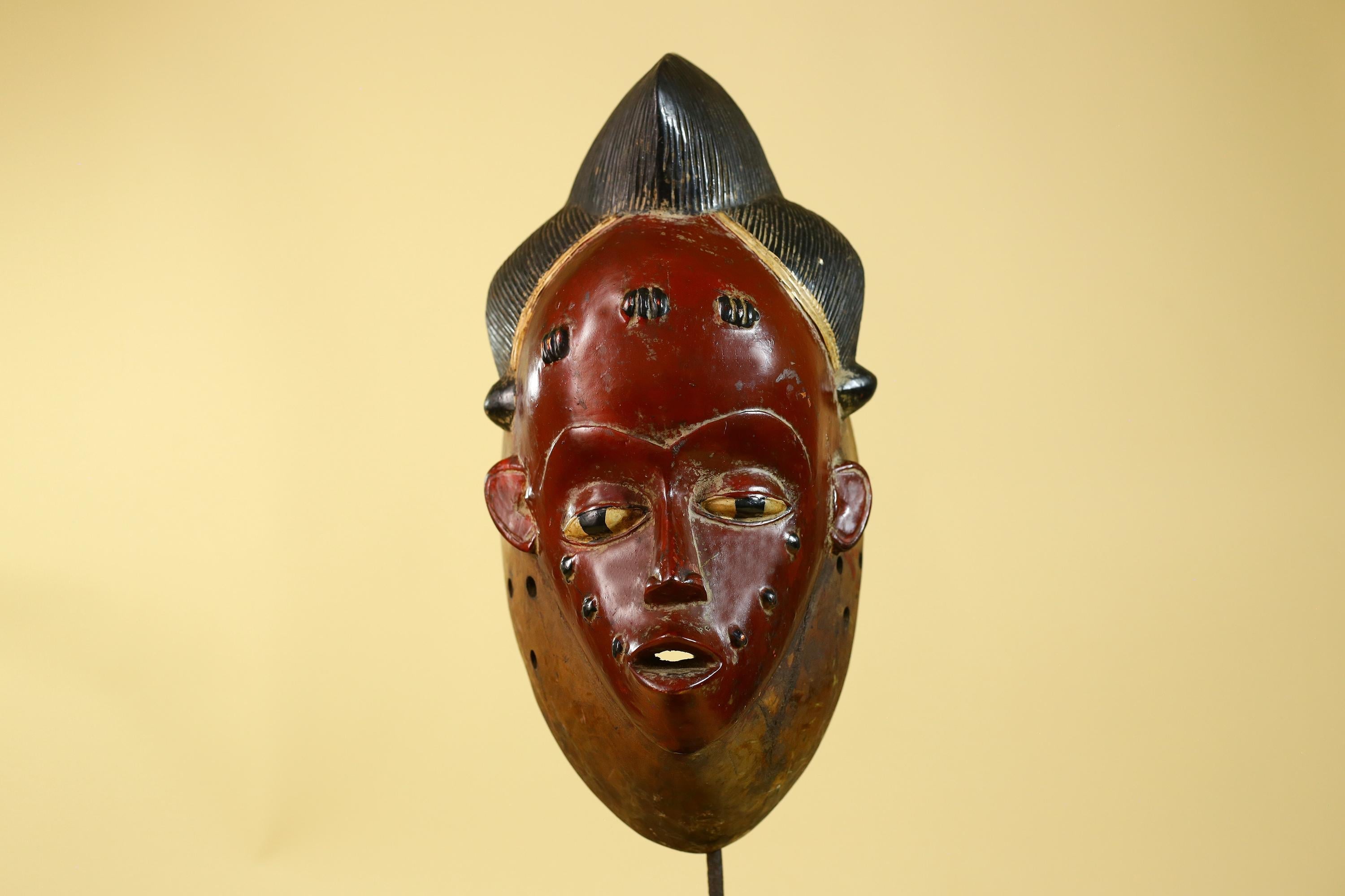Large Baule African Mask, Hand Carved Wooden Tribal Wall Art-G6175