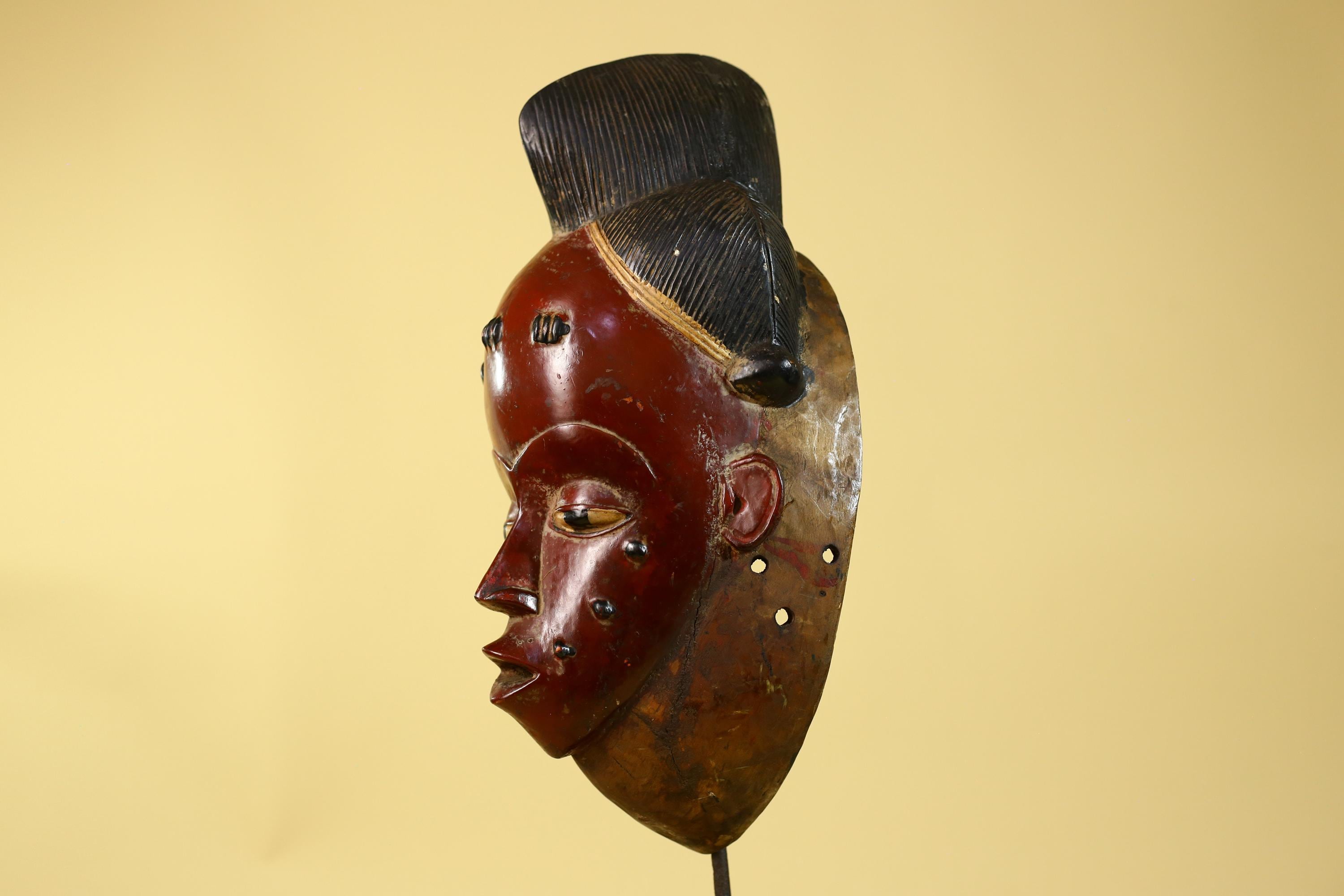 Large Baule African Mask, Hand Carved Wooden Tribal Wall Art-G6175