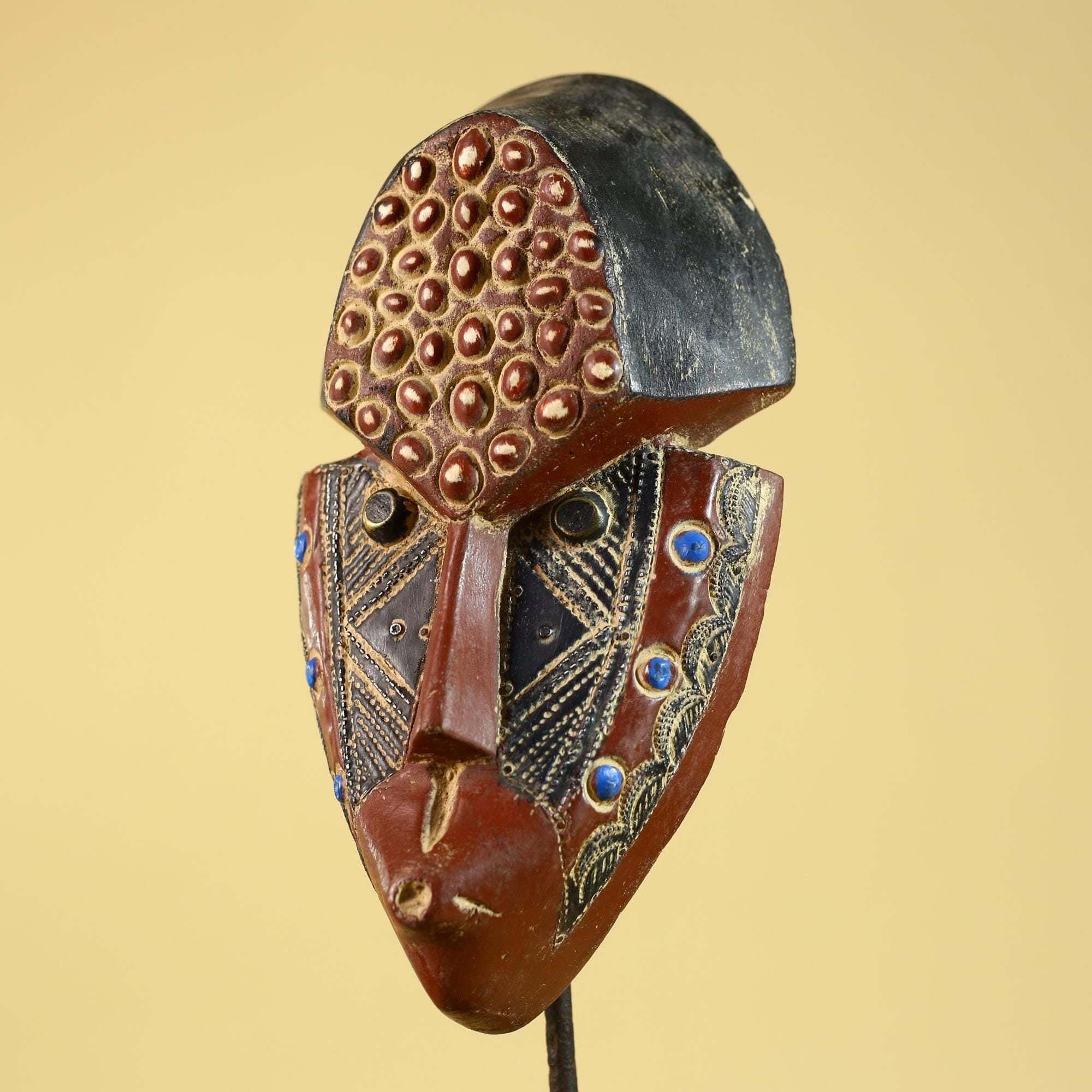 African Mask Hand Carved Wood Tribal Art Vintage African Decor-G6255