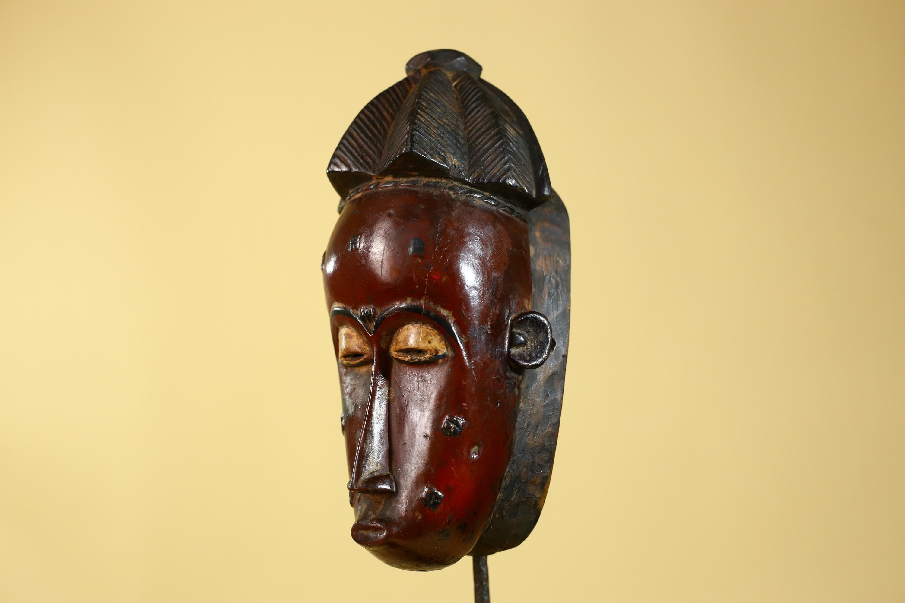 African Mask Baule Style- Wooden Tribal Wall Art Handmade-G6177