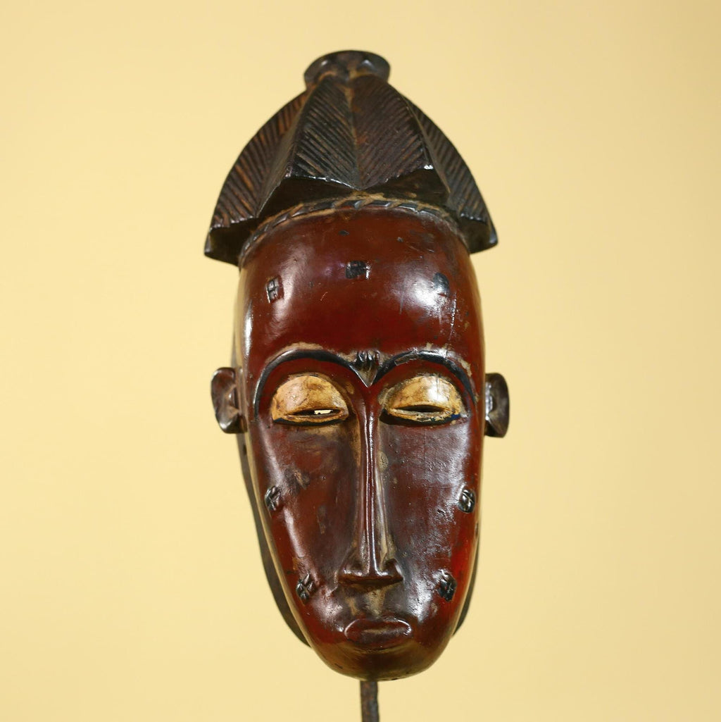 African Mask Baule Style- Wooden Tribal Wall Art Handmade-G6177