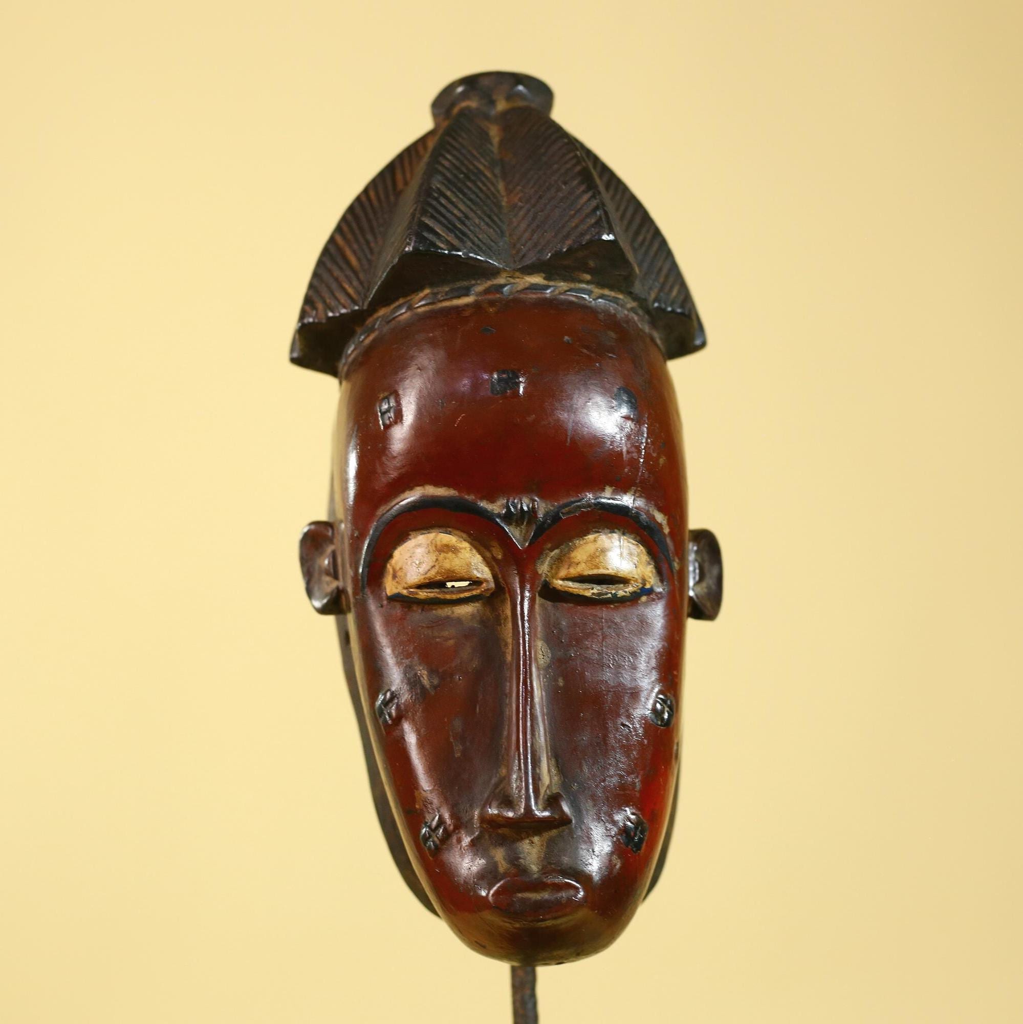 African Mask Baule Style- Wooden Tribal Wall Art Handmade-G6177