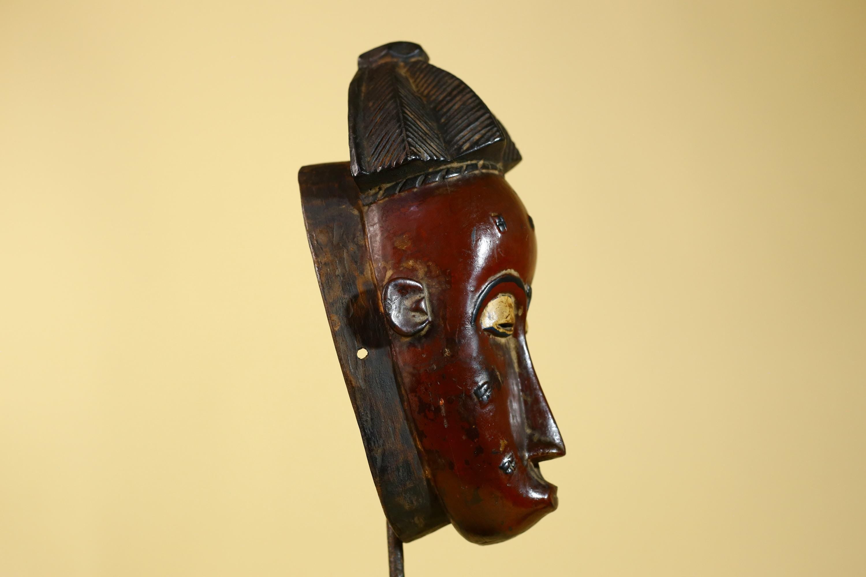 African Mask Baule Style- Wooden Tribal Wall Art Handmade-G6177
