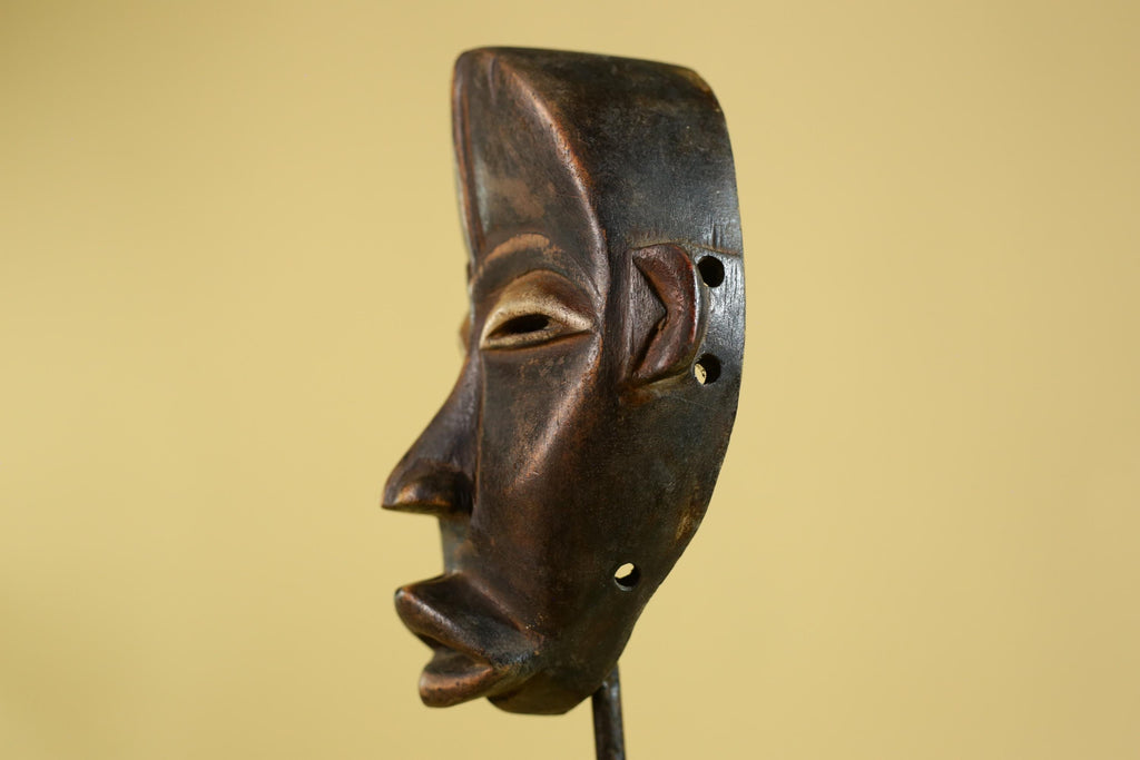 African Dan black face -Mask Hand Carved Wooden Tribal Art from Liberia-G6181