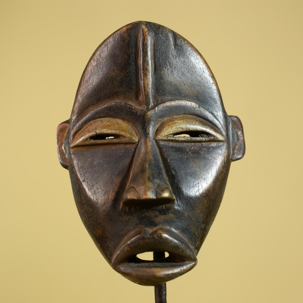 African Dan black face -Mask Hand Carved Wooden Tribal Art from Liberia-G6181