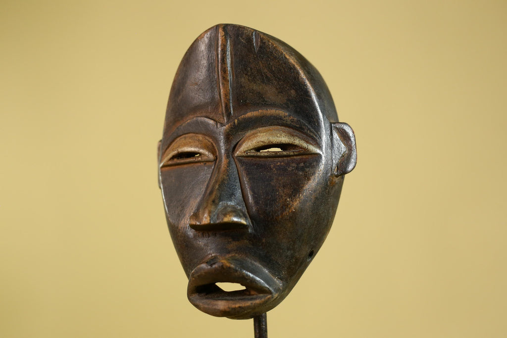 African Dan black face -Mask Hand Carved Wooden Tribal Art from Liberia-G6181
