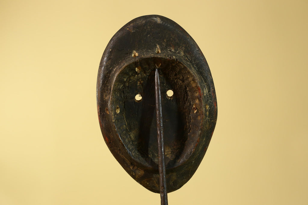 African Punu Wooden Mask With White Face Blue Eyes Tribal Art Gabon-G6182