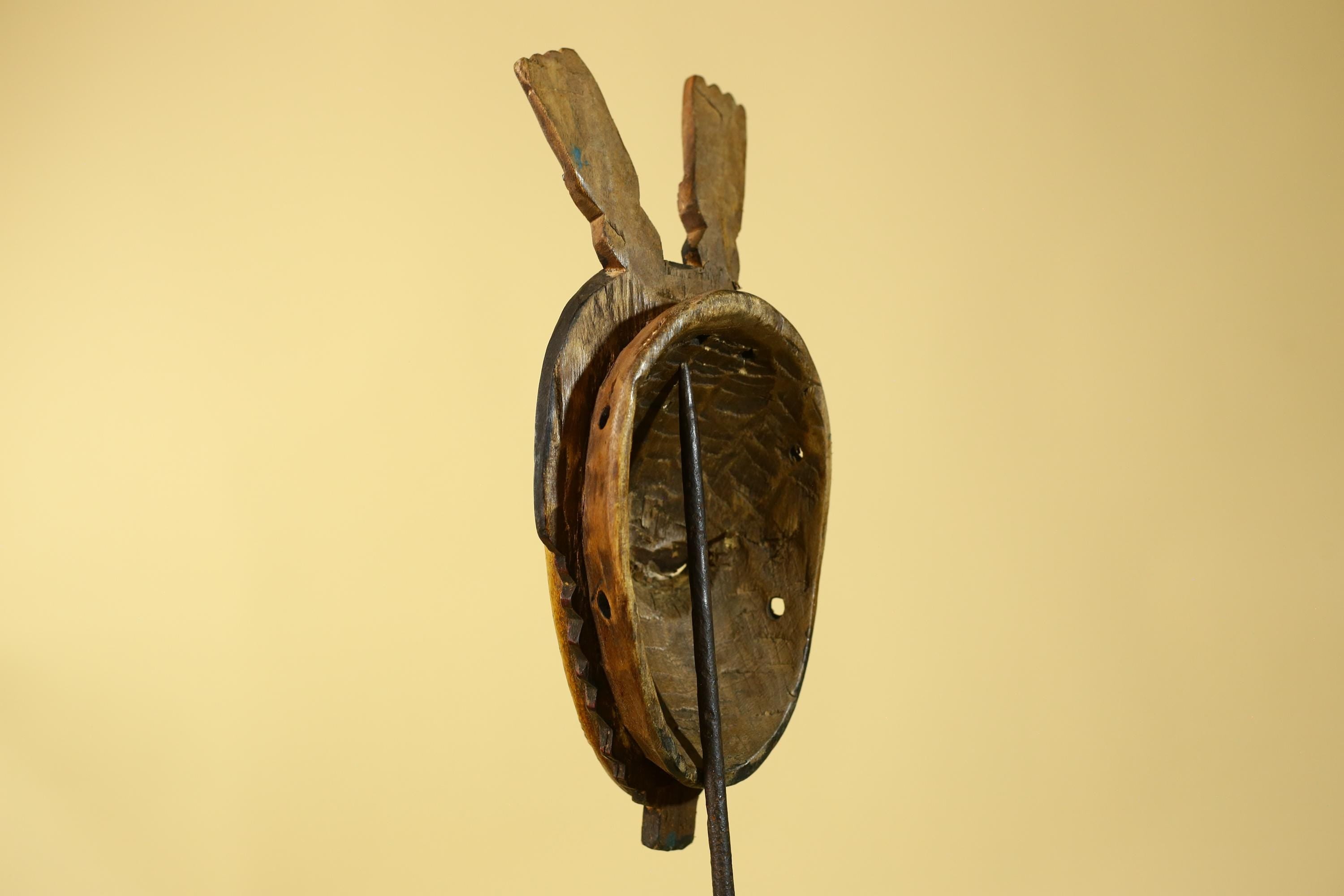 Vintage African Baule Style Mask, Hand Carved Wooden Tribal Wall Art-G6183