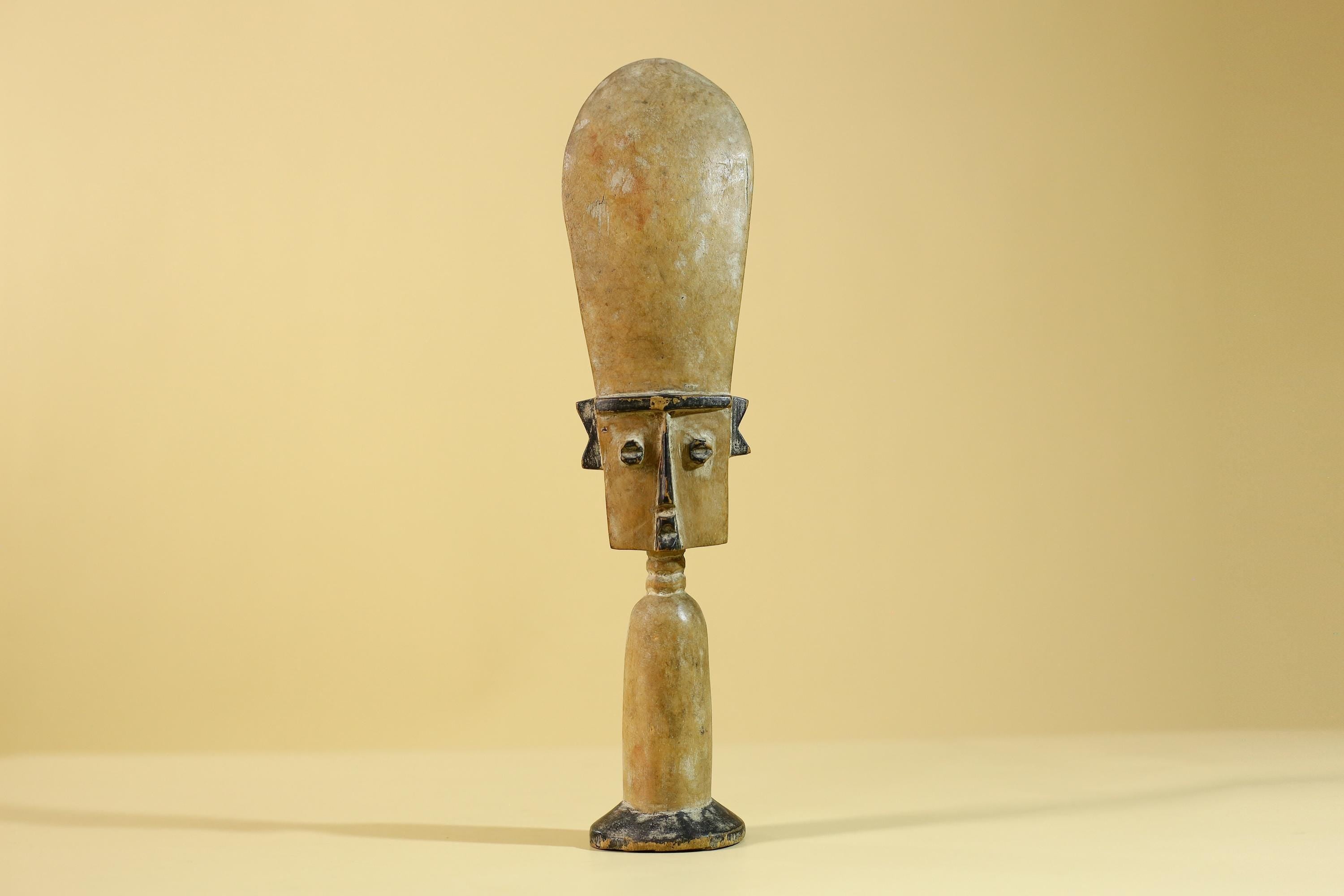African Wooden Ritual Figure Statue  Elongated Head Tribal Art Sculpture-G6257