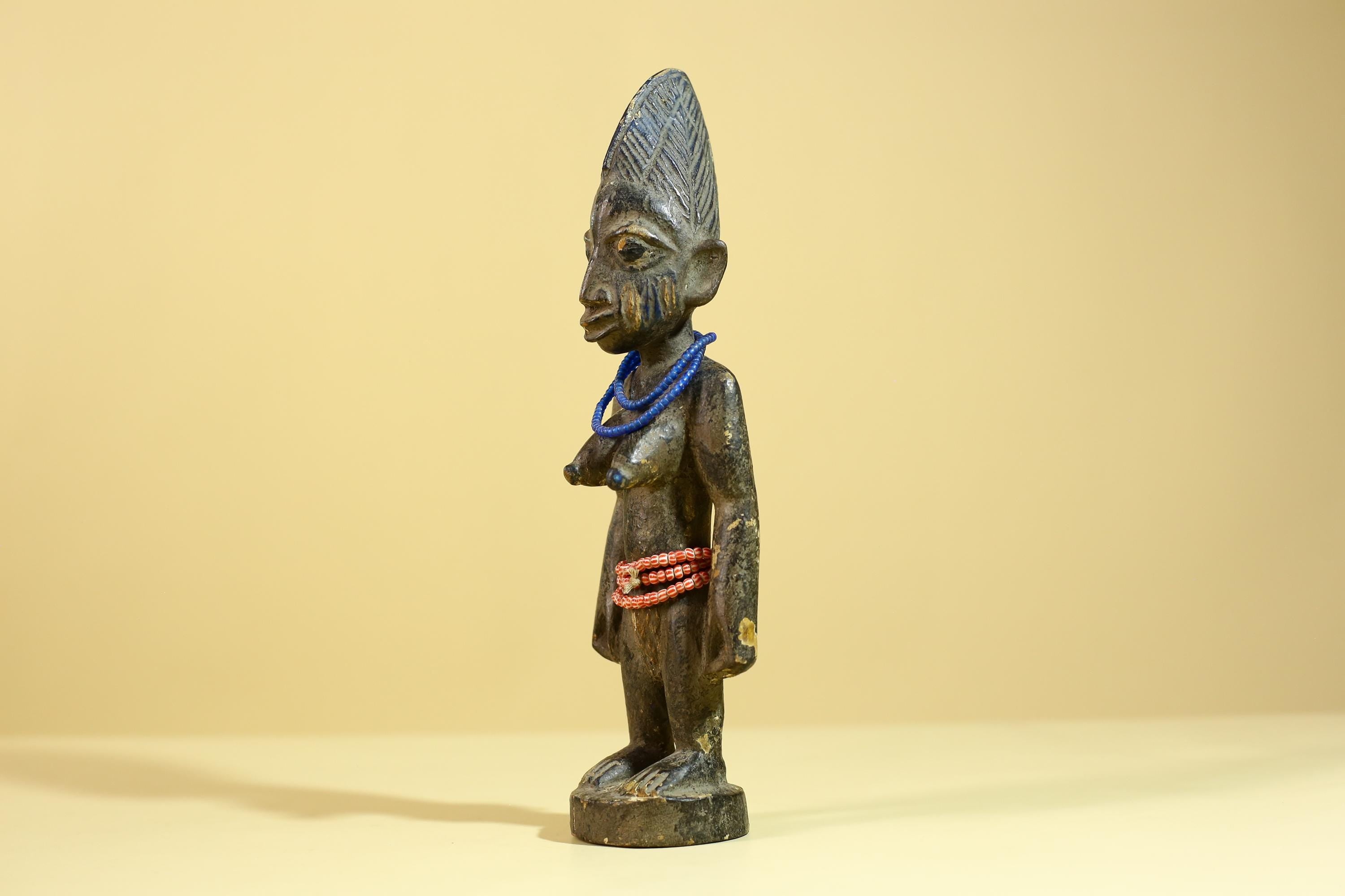 African Wooden Female Figure Sculpture Vintage Yoruba Tribal Art Decor-G6258