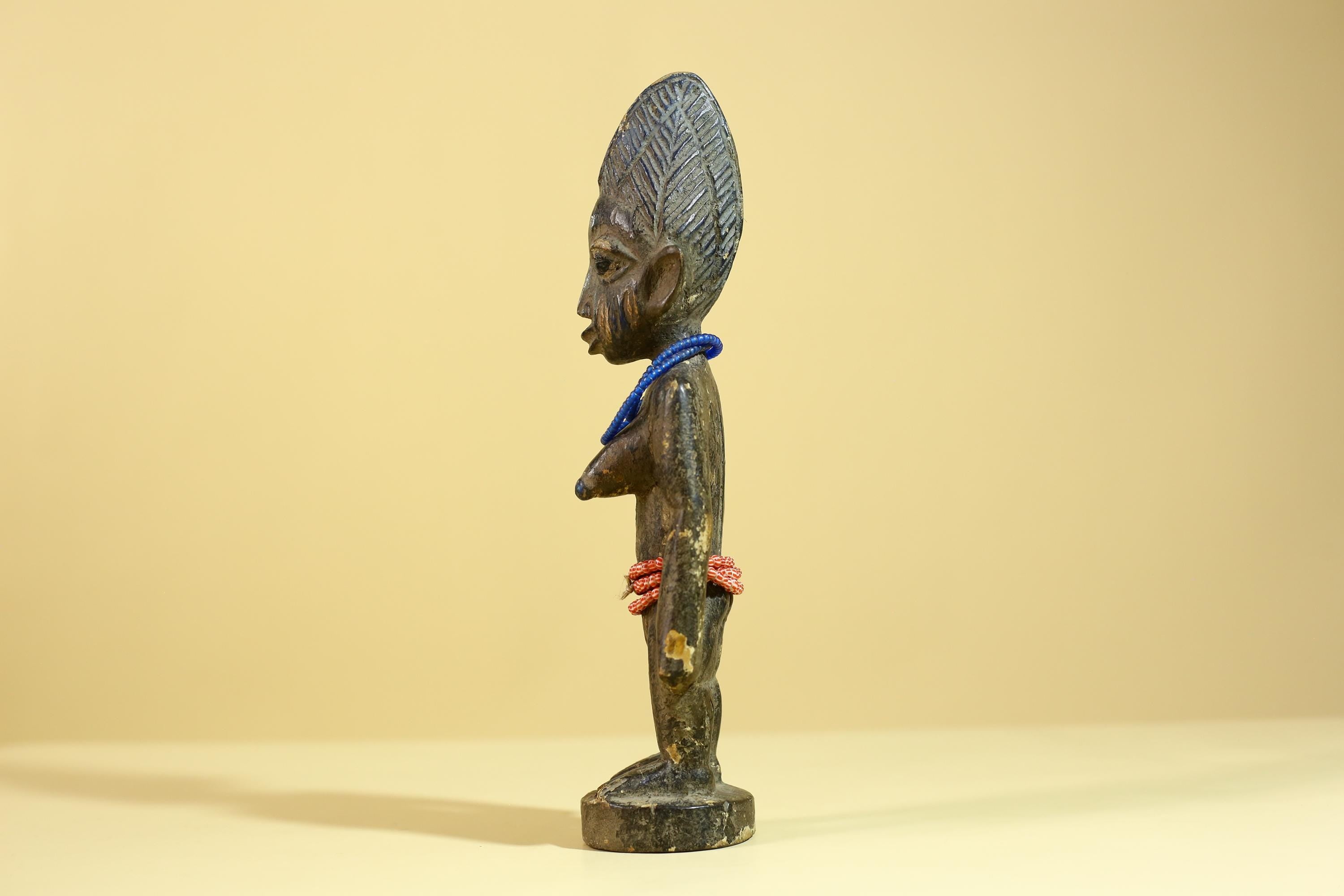 African Wooden Female Figure Sculpture Vintage Yoruba Tribal Art Decor-G6258