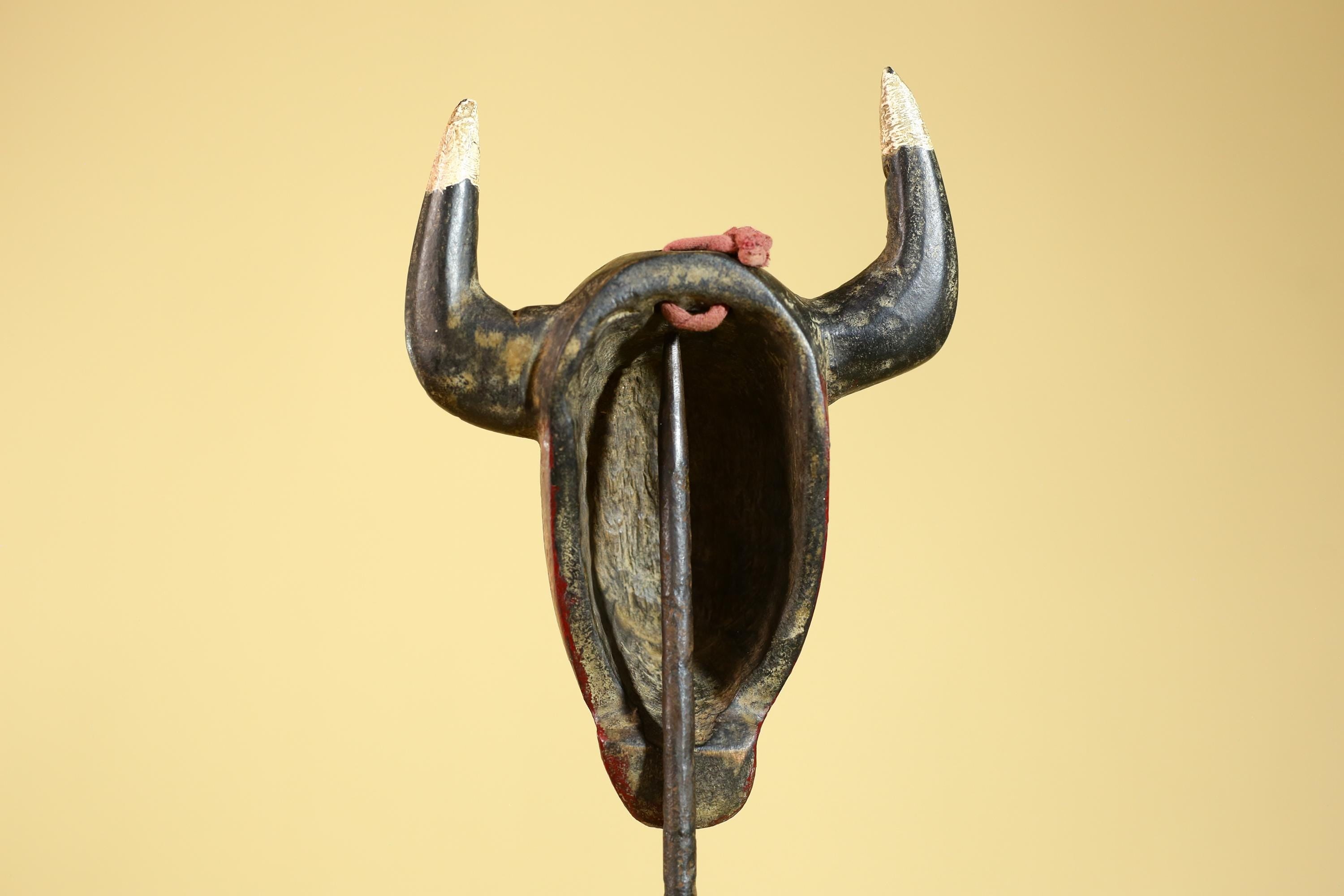 African Horned Mask Red Wooden African Art Tribal Wall Handmade Decor-G6259