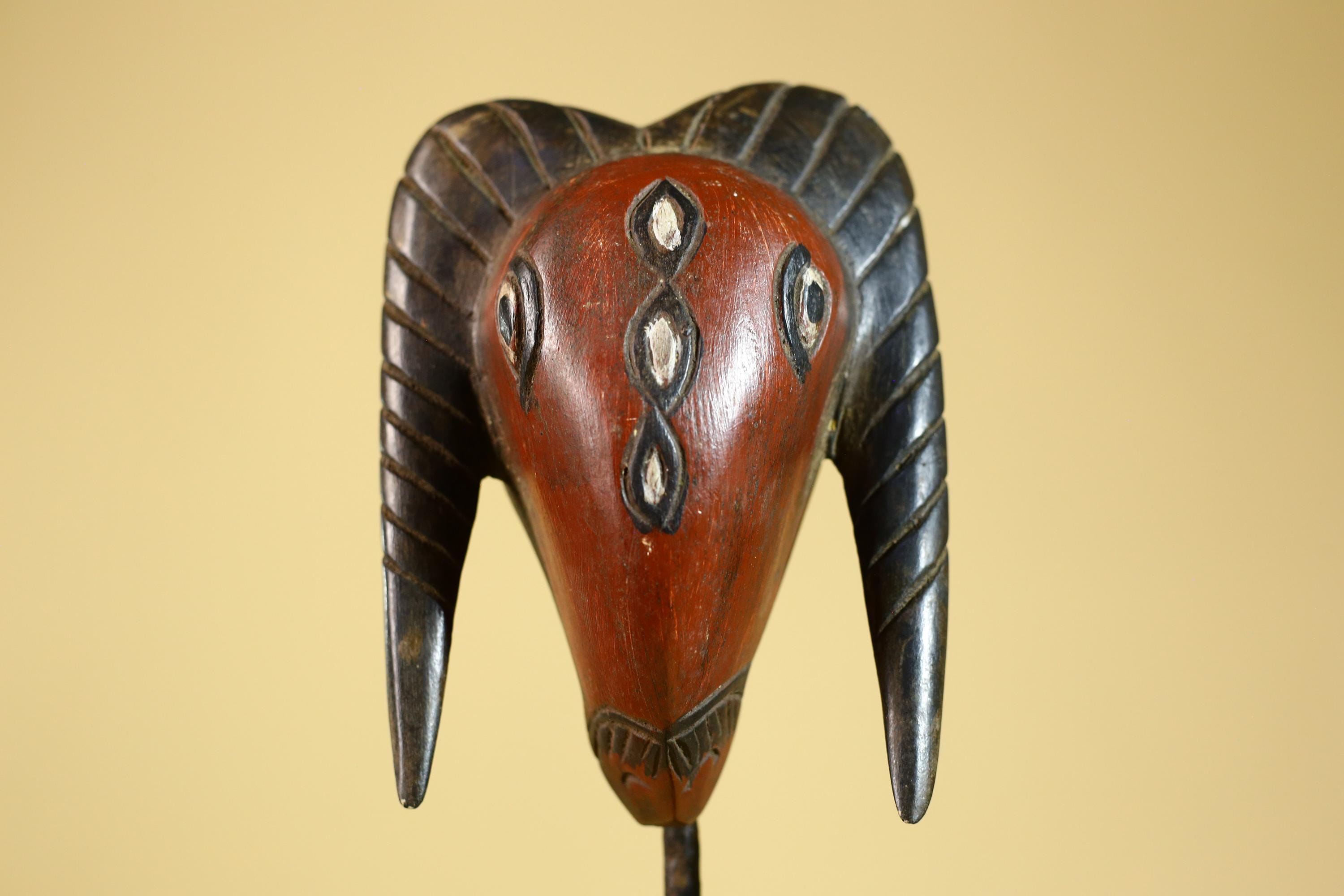 African Hand Carved Bwa Ram Mask Burkina Faso Tribal Art Sculpture-G6260