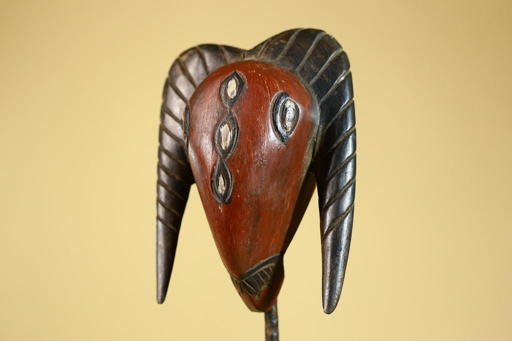 African Hand Carved Bwa Ram Mask Burkina Faso Tribal Art Sculpture-G6260