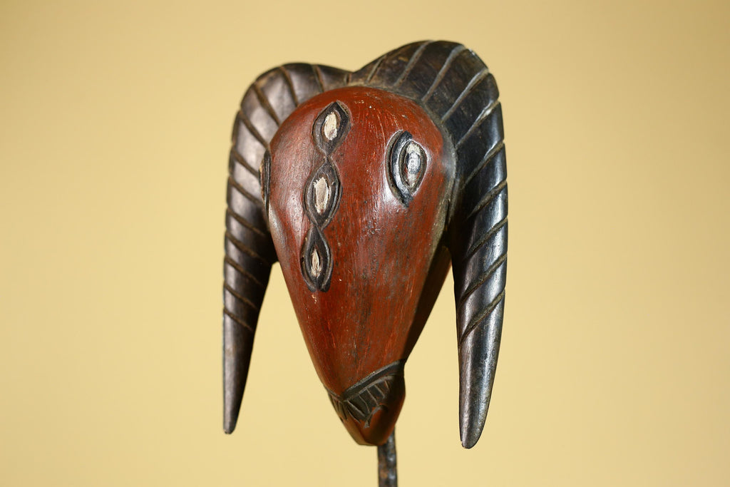 African Hand Carved Bwa Ram Mask Burkina Faso Tribal Art Sculpture-G6260