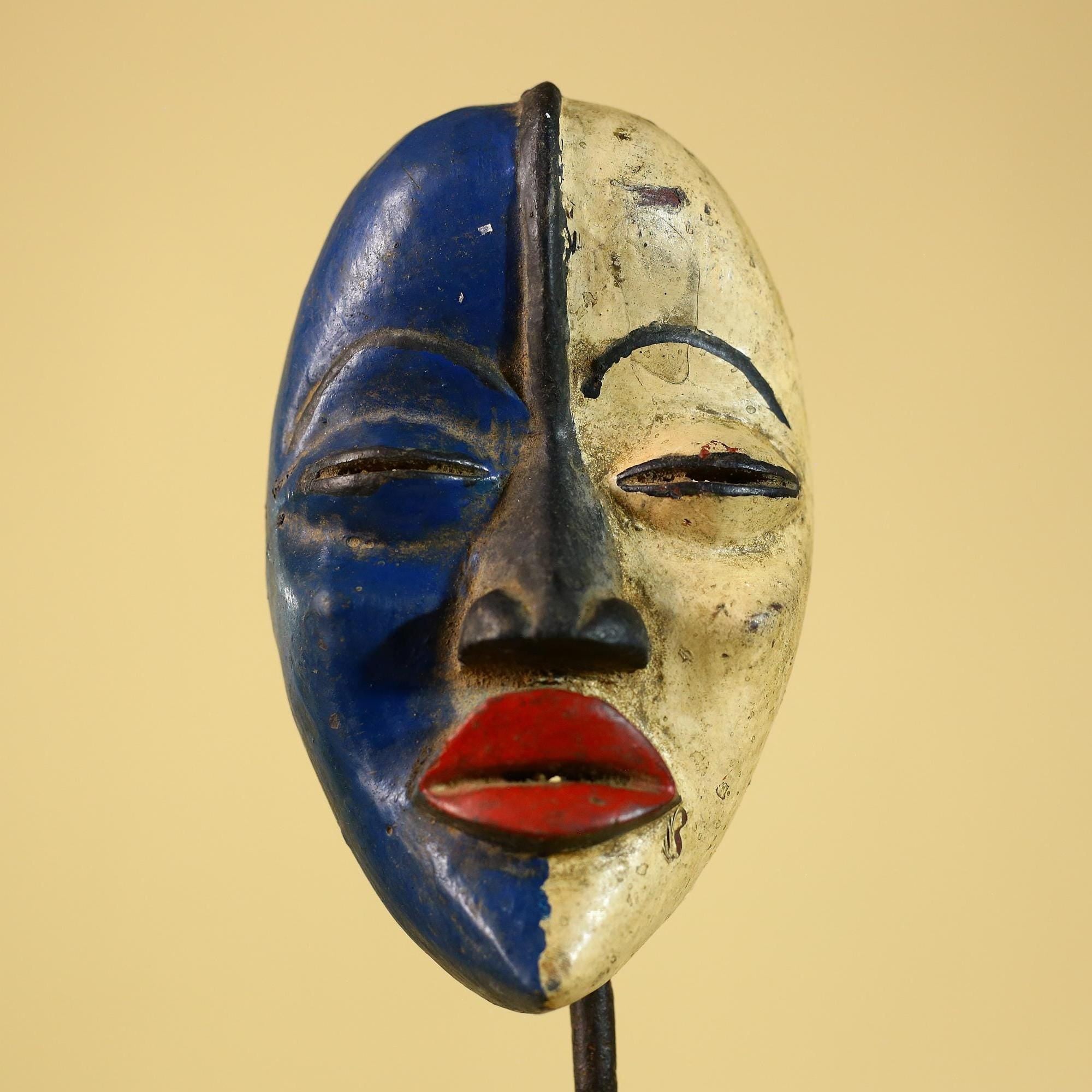 African Mask Dan Hand Carved Wood Tribal Art Vintage Wall Decor-G6262