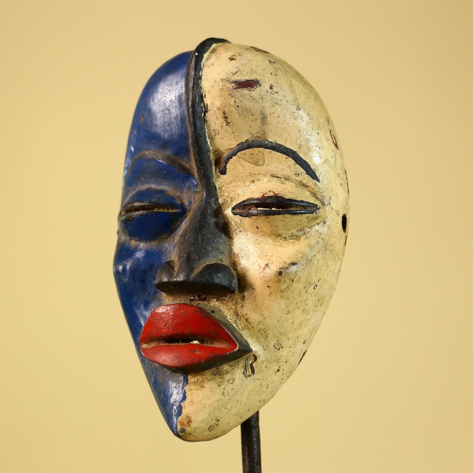 African Mask Dan Hand Carved Wood Tribal Art Vintage Wall Decor-G6262