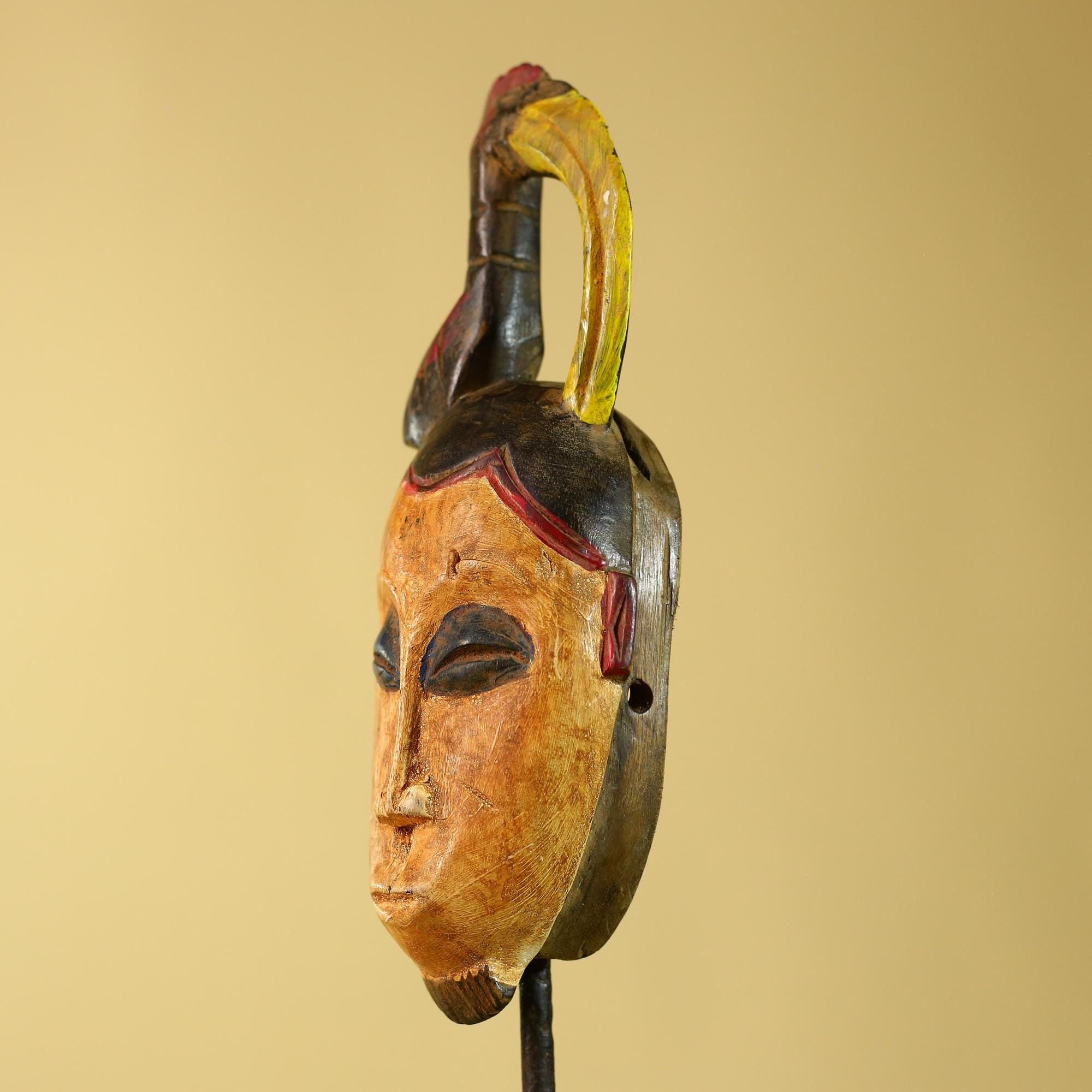 Vintage West African Baule Wooden Mask -Tribal Art Ceremonial Wall Decor-G6186