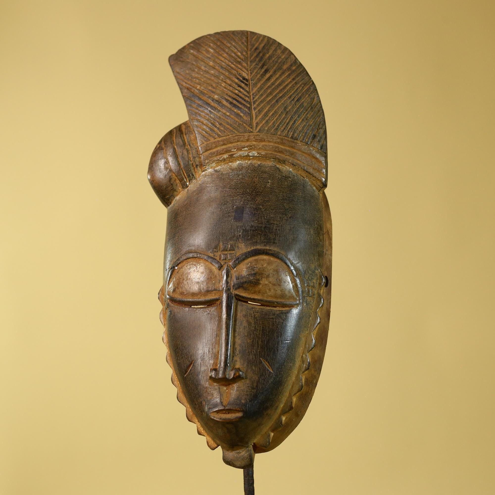 African Mask Guro Style | Vintage Wooden Mask Wall Art | Tribal Decor-G6188