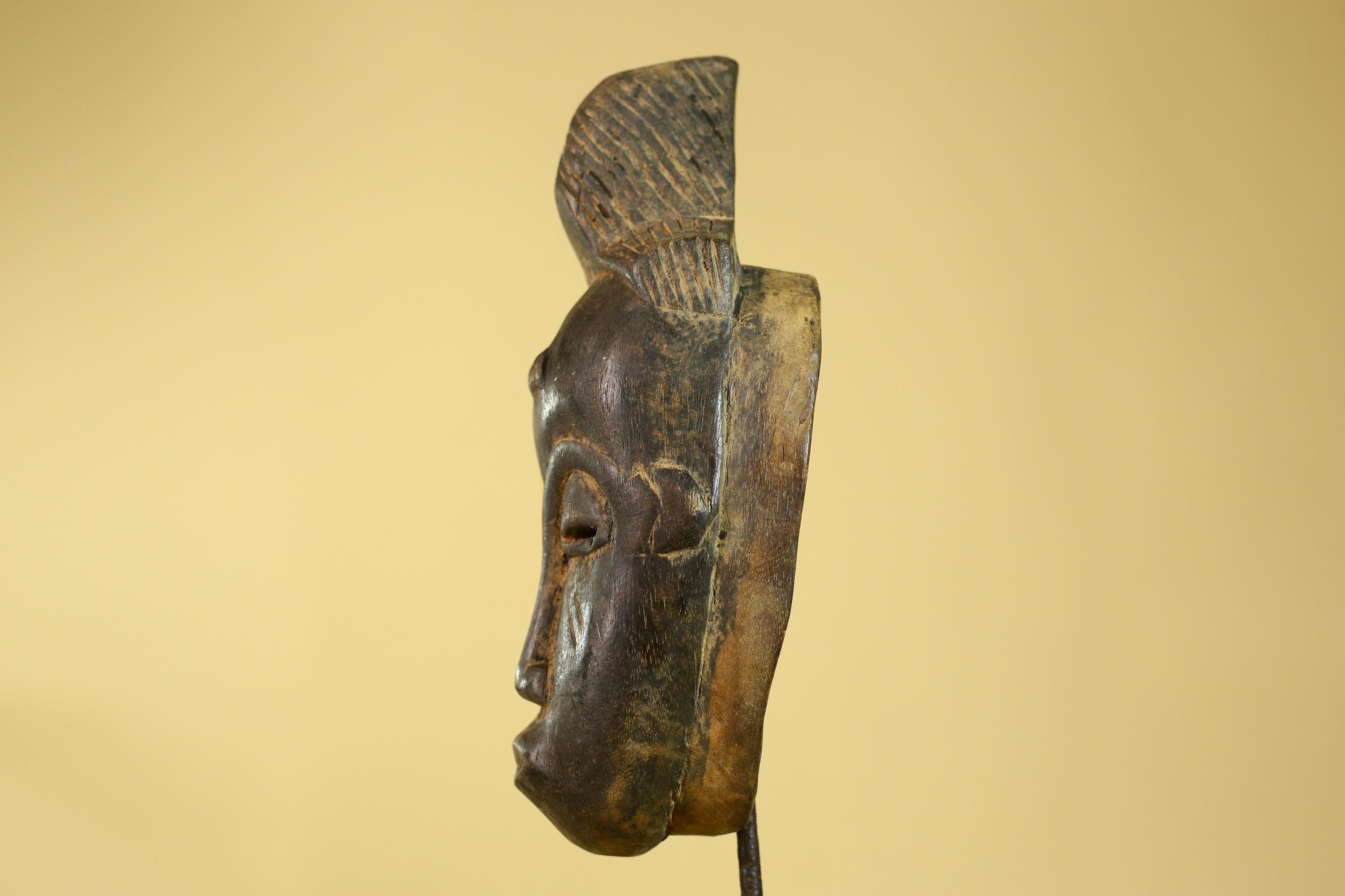 African Wooden Mask Baule Style- Tribal Mask Wall Art-G6189