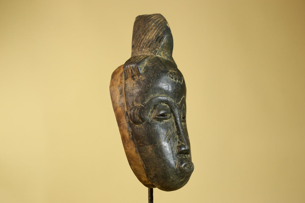 African Wooden Mask Baule Style- Tribal Mask Wall Art-G6189