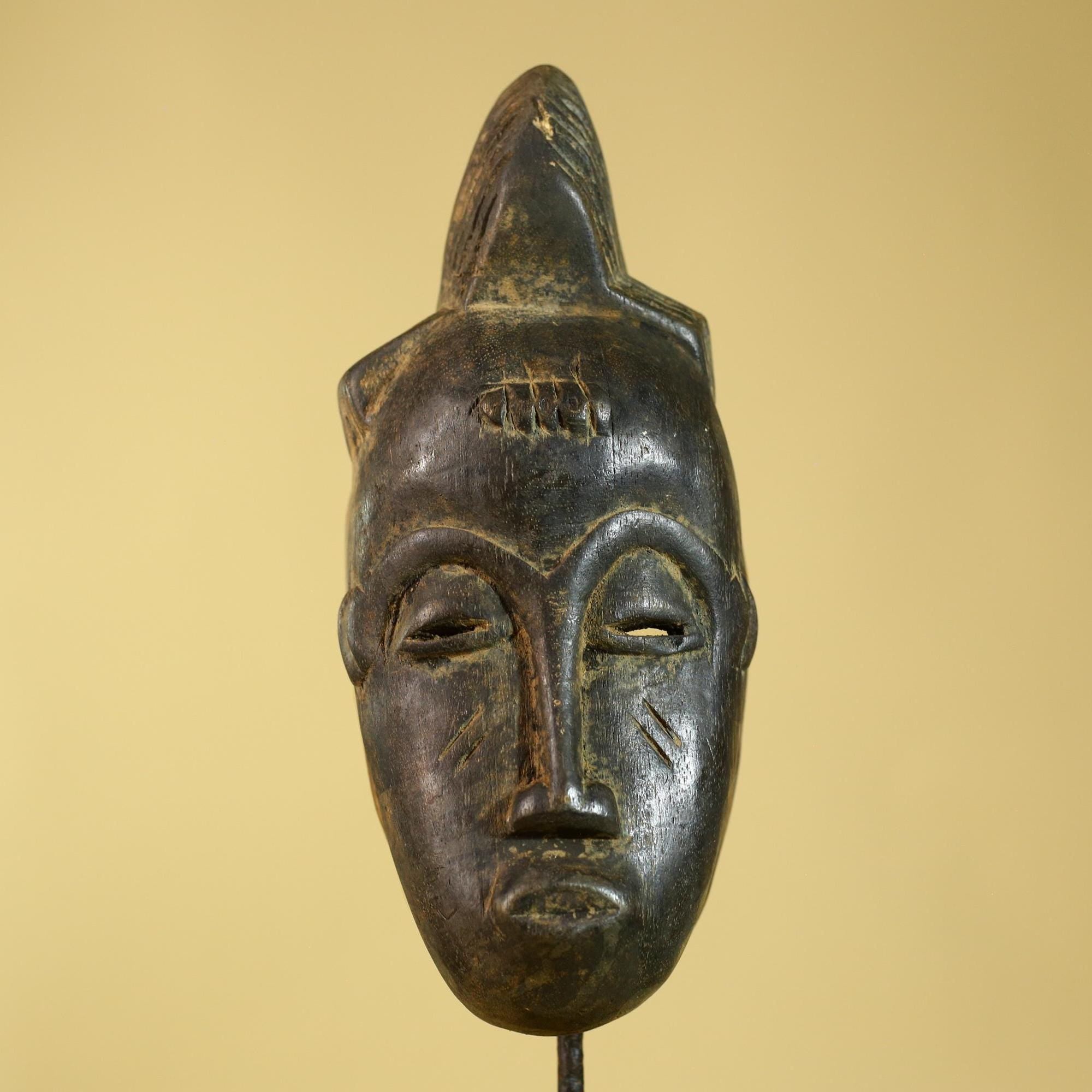 African Wooden Mask Baule Style- Tribal Mask Wall Art-G6189