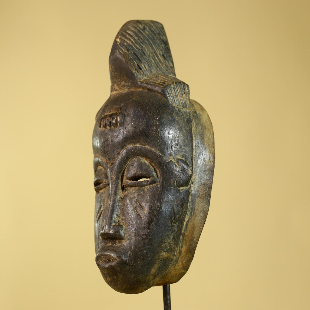 African Wooden Mask Baule Style- Tribal Mask Wall Art-G6189