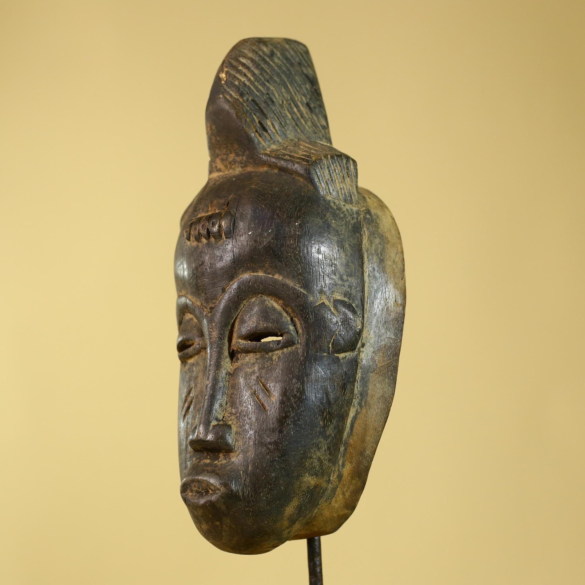African Wooden Mask Baule Style- Tribal Mask Wall Art-G6189