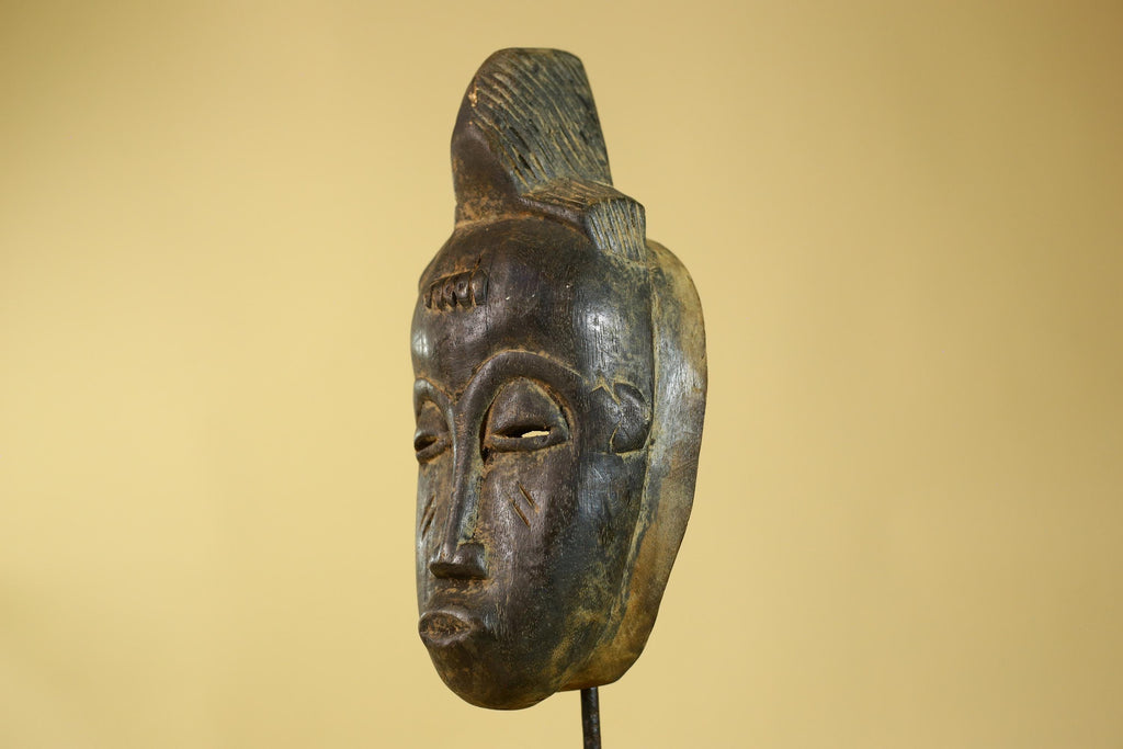 African Wooden Mask Baule Style- Tribal Mask Wall Art-G6189