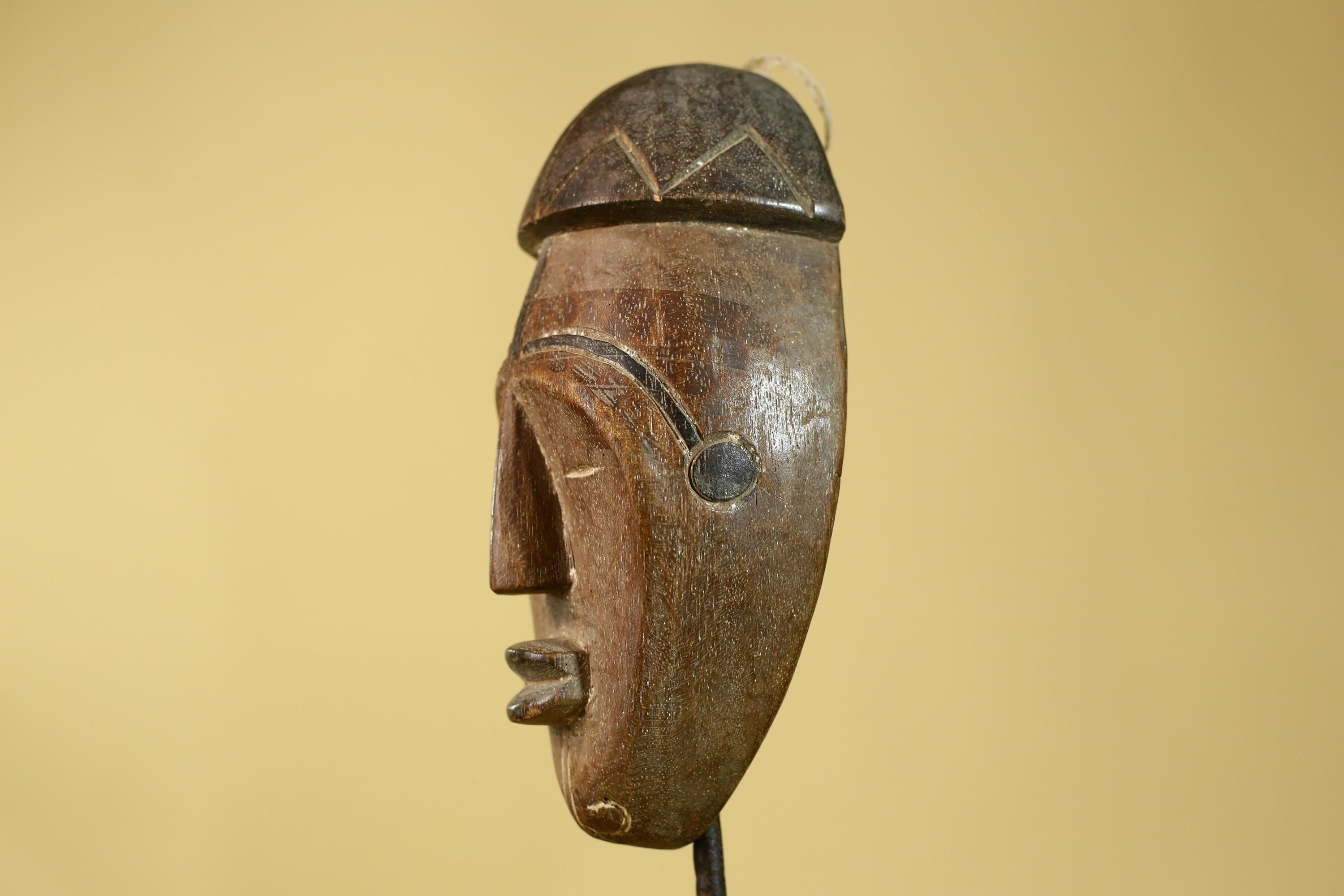 African Wooden Mask Tribal Wall Art- Hand Carved Elongated Face Mask-G6190