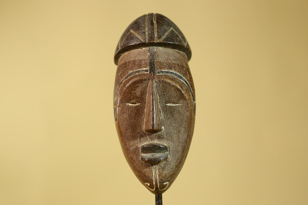 African Wooden Mask Tribal Wall Art- Hand Carved Elongated Face Mask-G6190