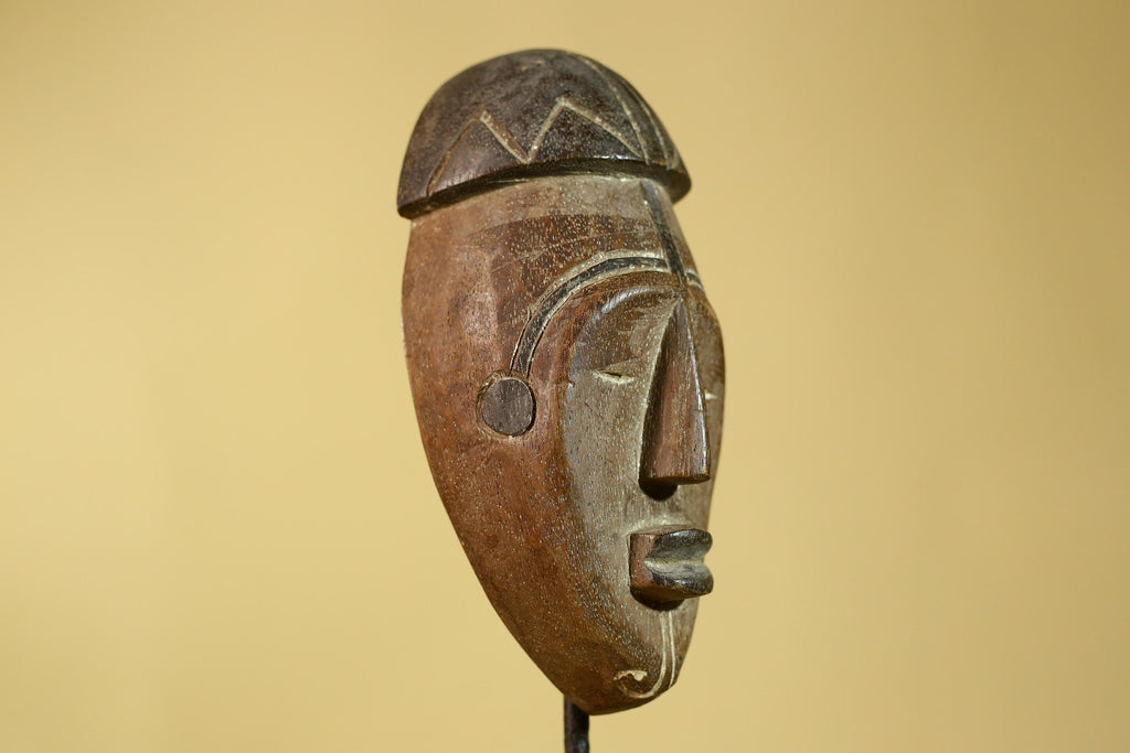 African Wooden Mask Tribal Wall Art- Hand Carved Elongated Face Mask-G6190