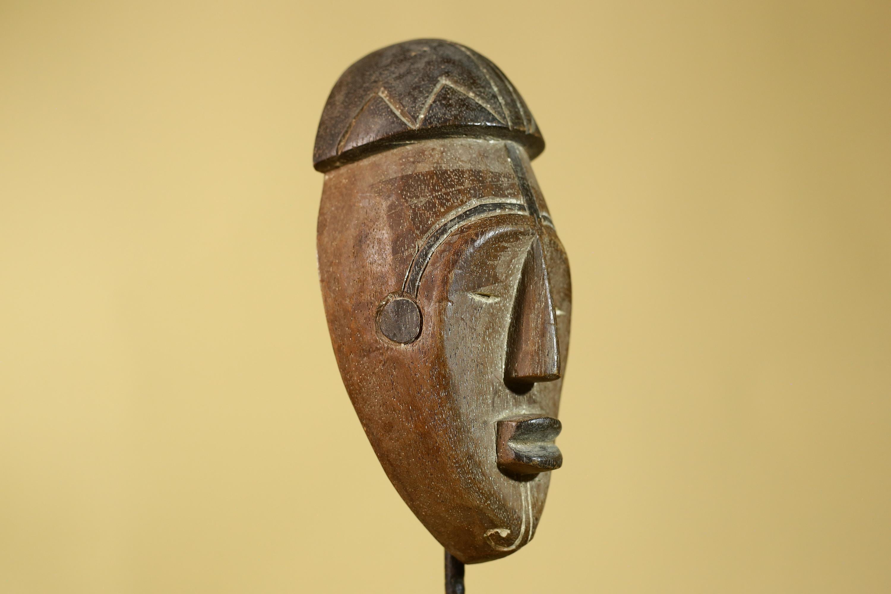 African Wooden Mask Tribal Wall Art- Hand Carved Elongated Face Mask-G6190