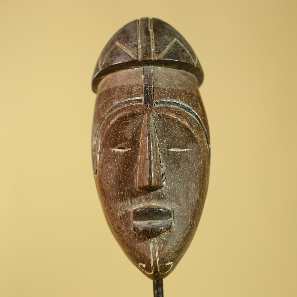 African Wooden Mask Tribal Wall Art- Hand Carved Elongated Face Mask-G6190