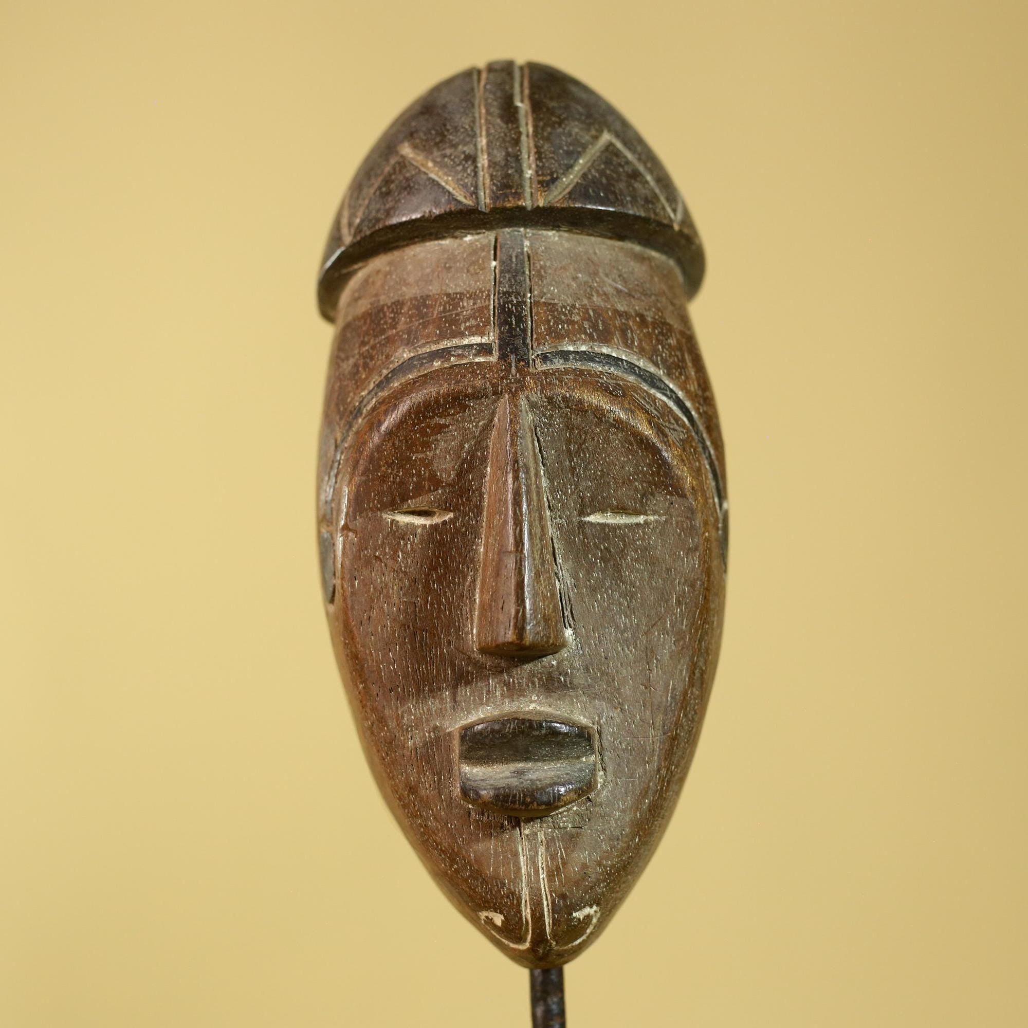 African Wooden Mask Tribal Wall Art- Hand Carved Elongated Face Mask-G6190
