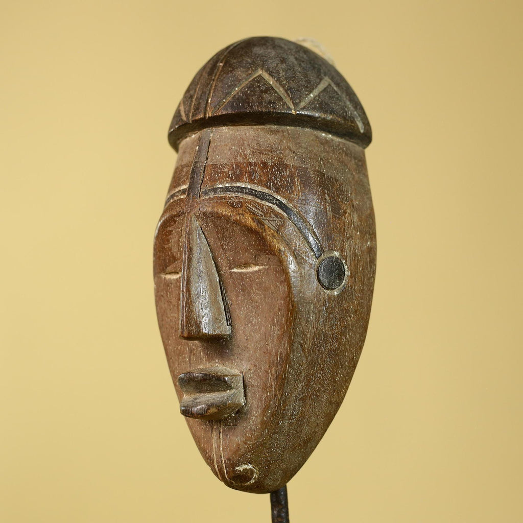 African Wooden Mask Tribal Wall Art- Hand Carved Elongated Face Mask-G6190