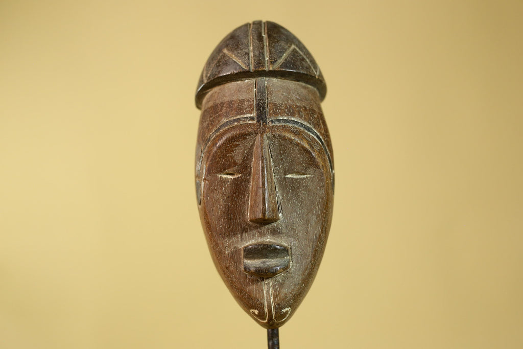 African Wooden Mask Tribal Wall Art- Hand Carved Elongated Face Mask-G6190