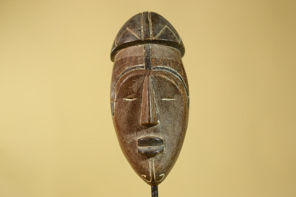 African Wooden Mask Tribal Wall Art- Hand Carved Elongated Face Mask-G6190