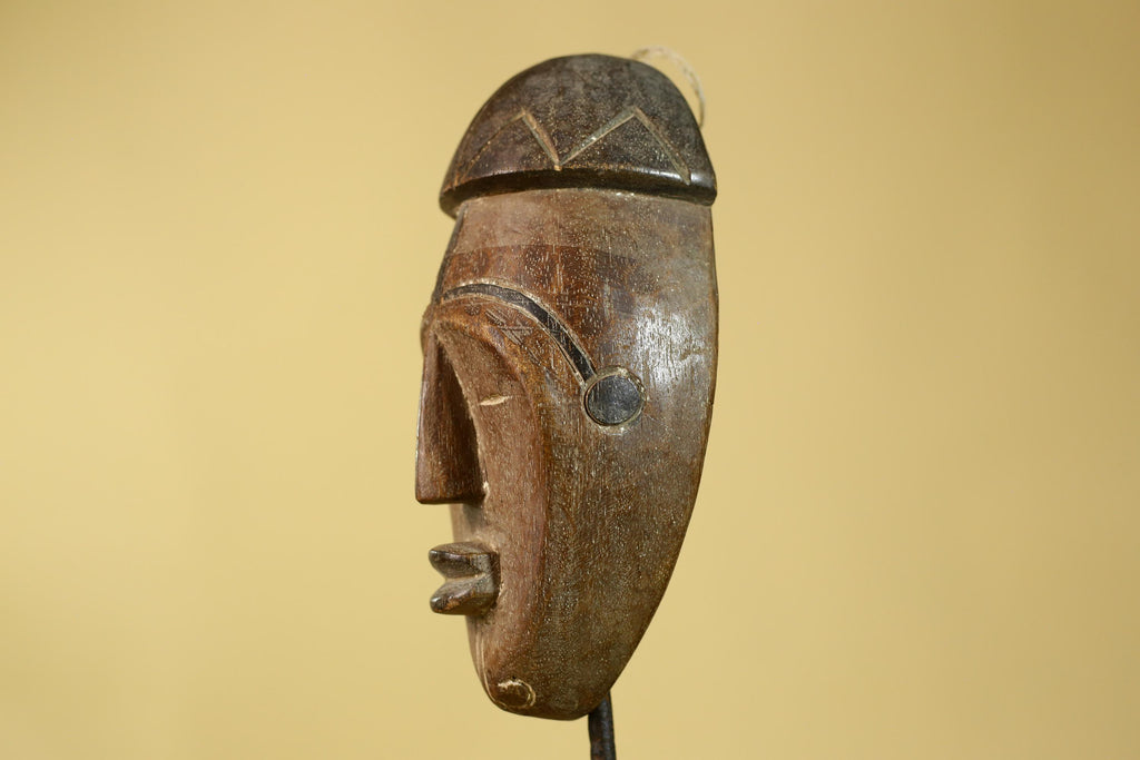 African Wooden Mask Tribal Wall Art- Hand Carved Elongated Face Mask-G6190