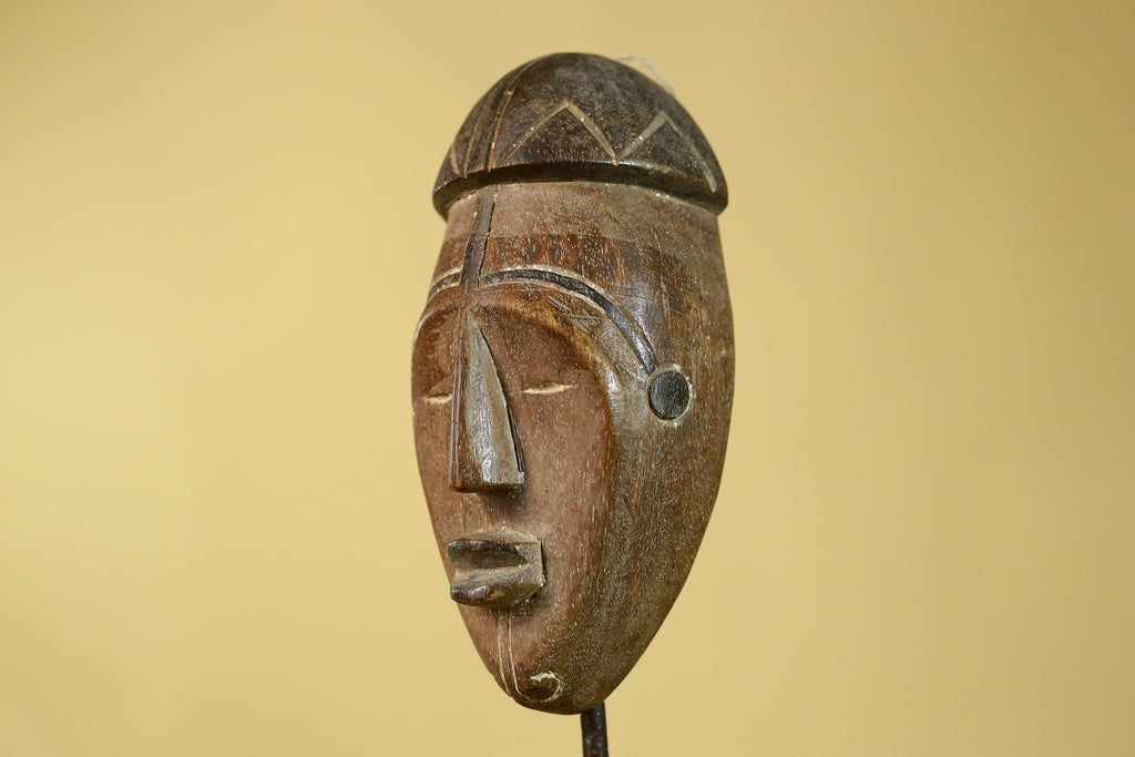 African Wooden Mask Tribal Wall Art- Hand Carved Elongated Face Mask-G6190