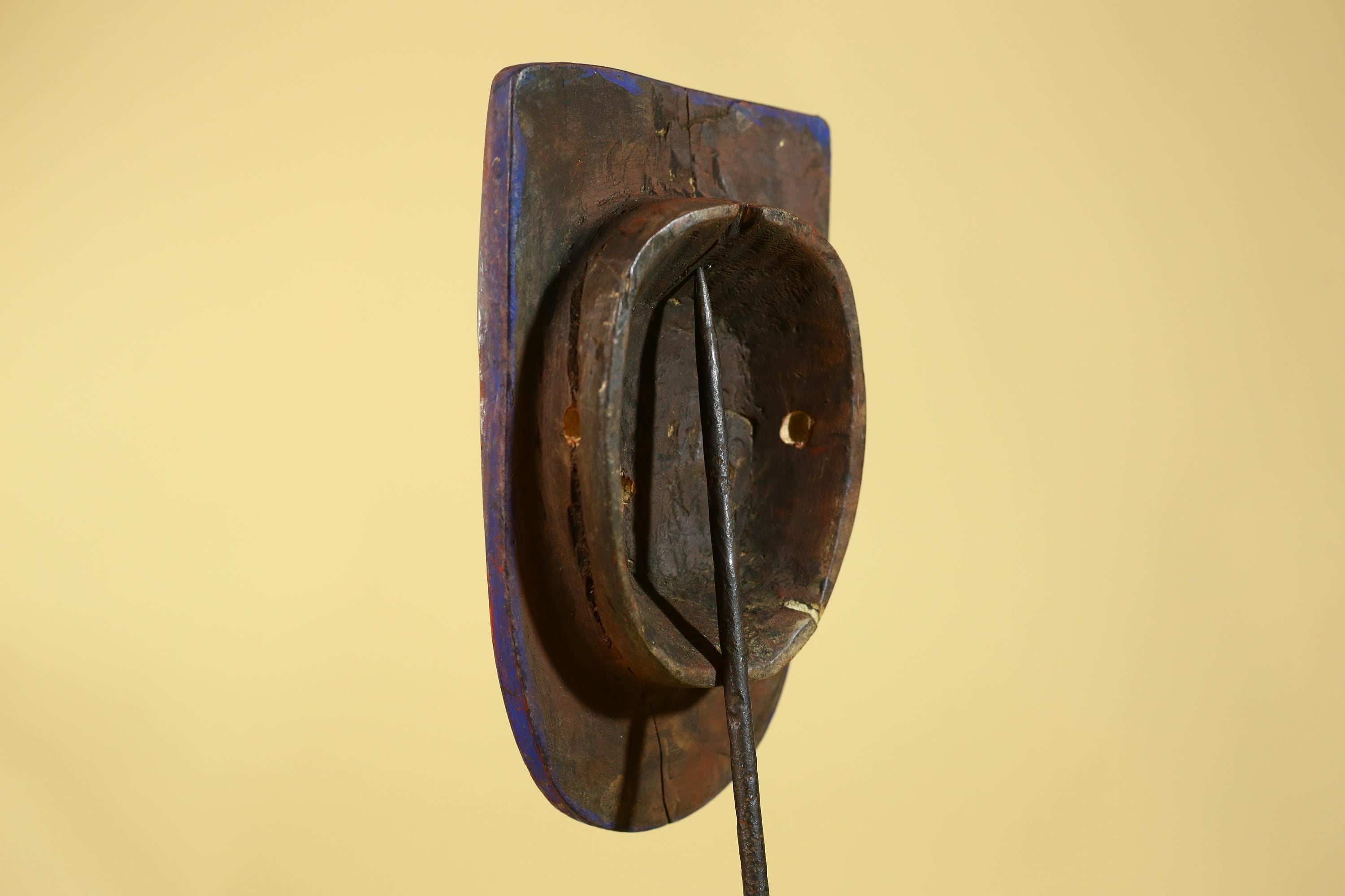 African Wooden Decorated Mask- Hand Carved Painted Tribal Art Wall Decor-G6192