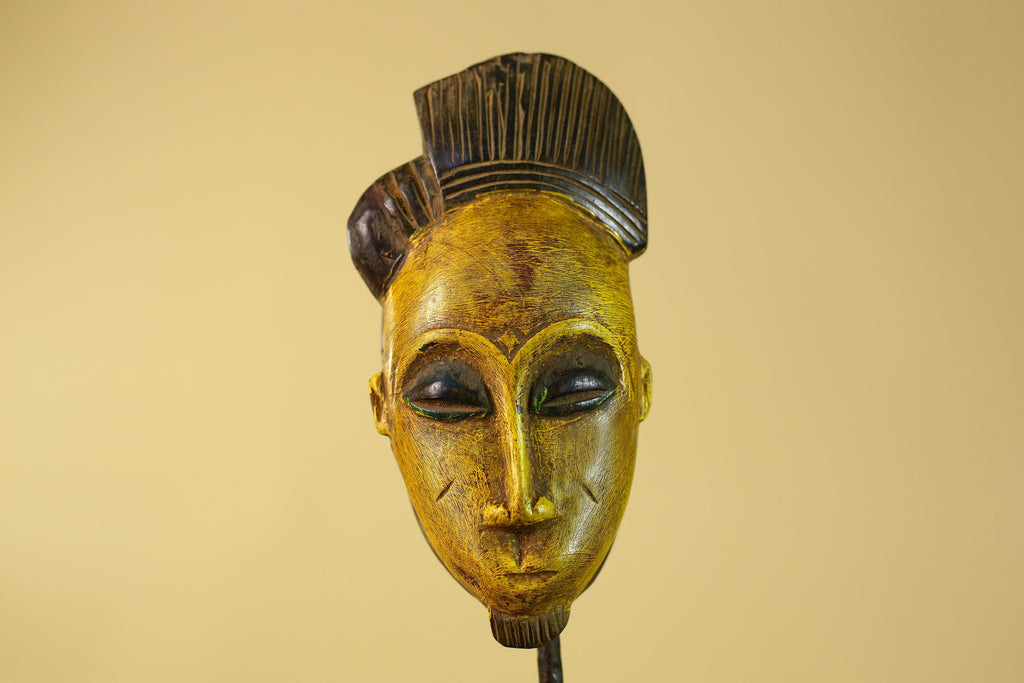 African Wooden Mask Baule Style- Tribal Mask Wall Art-G6194