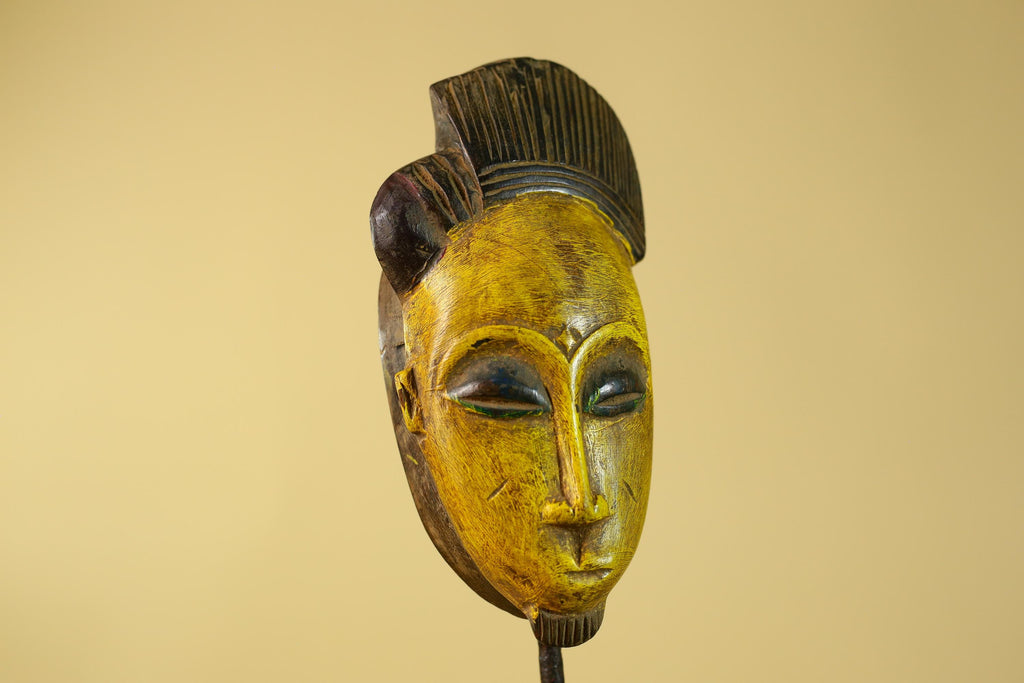 African Wooden Mask Baule Style- Tribal Mask Wall Art-G6194