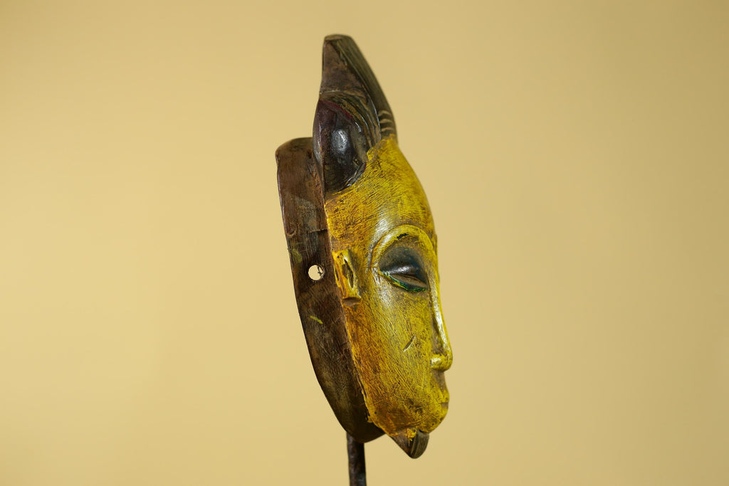 African Wooden Mask Baule Style- Tribal Mask Wall Art-G6194