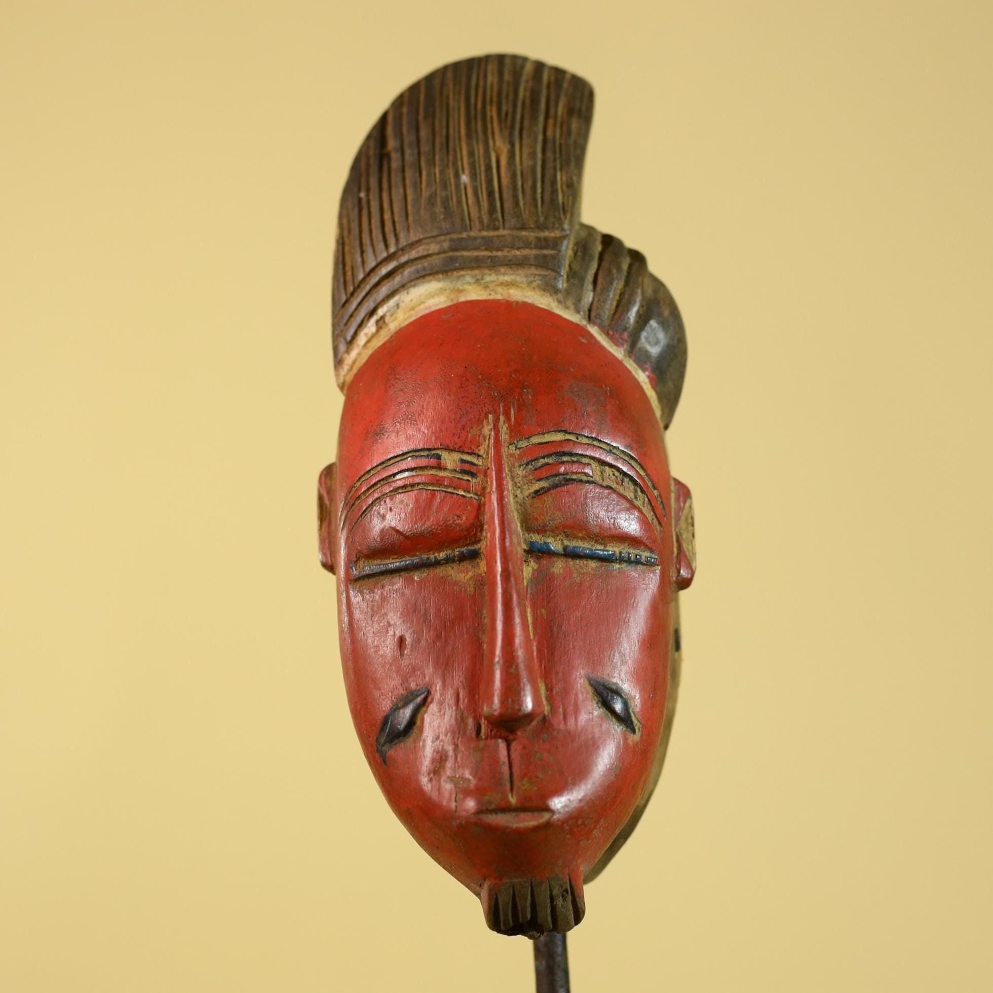 African Wooden Baule Face Mask- Vintage Tribal Art  Wall Decor-G6195