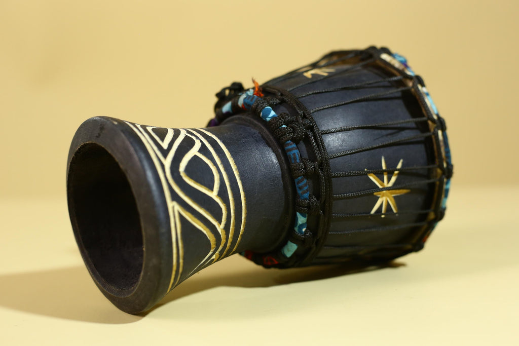 African Wooden Djembe Drum -Tribal Art Hand Carved African Decor-G6197