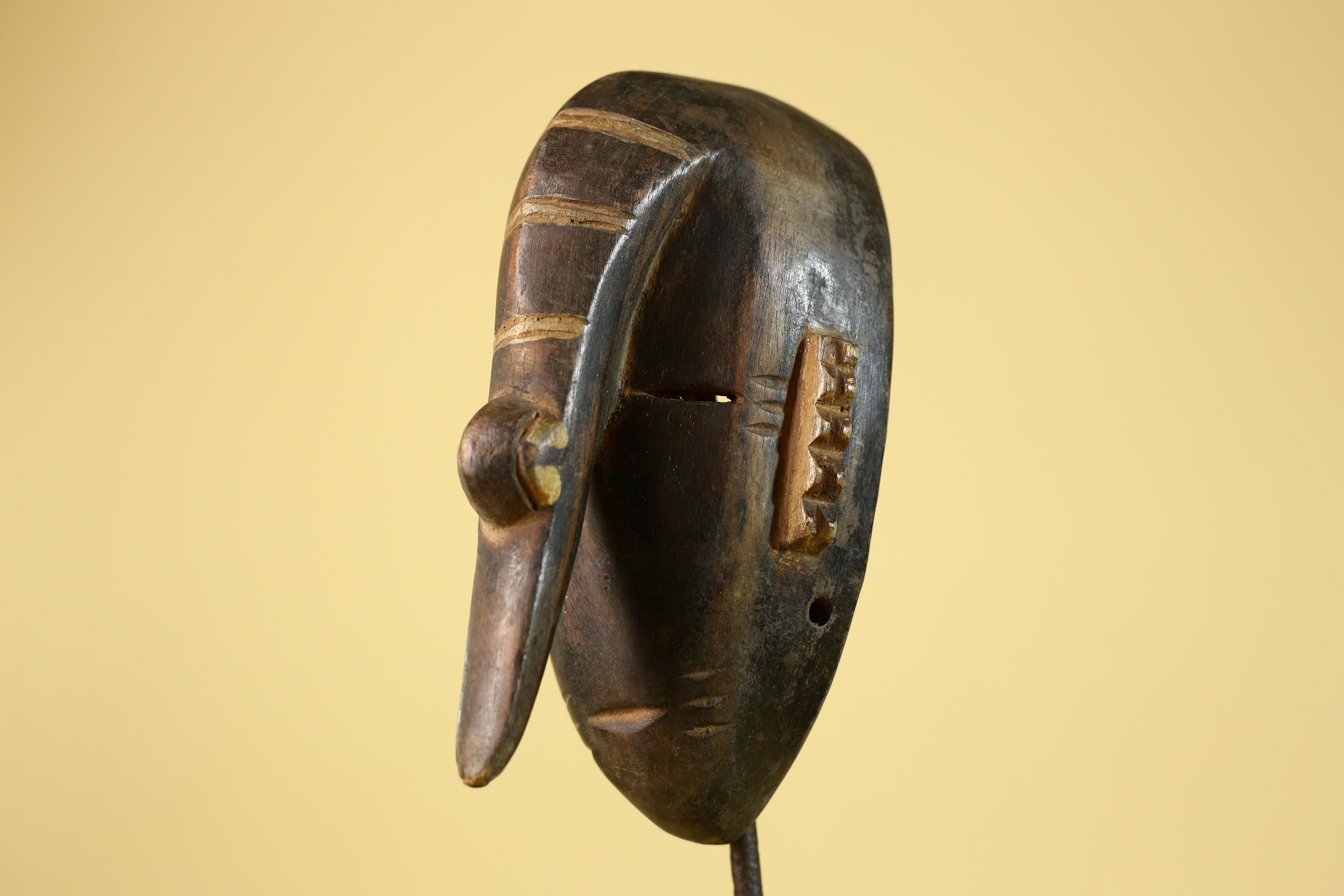 African Elongated Face Mask, Hand Carved Wooden Tribal Ritual Art- G6263