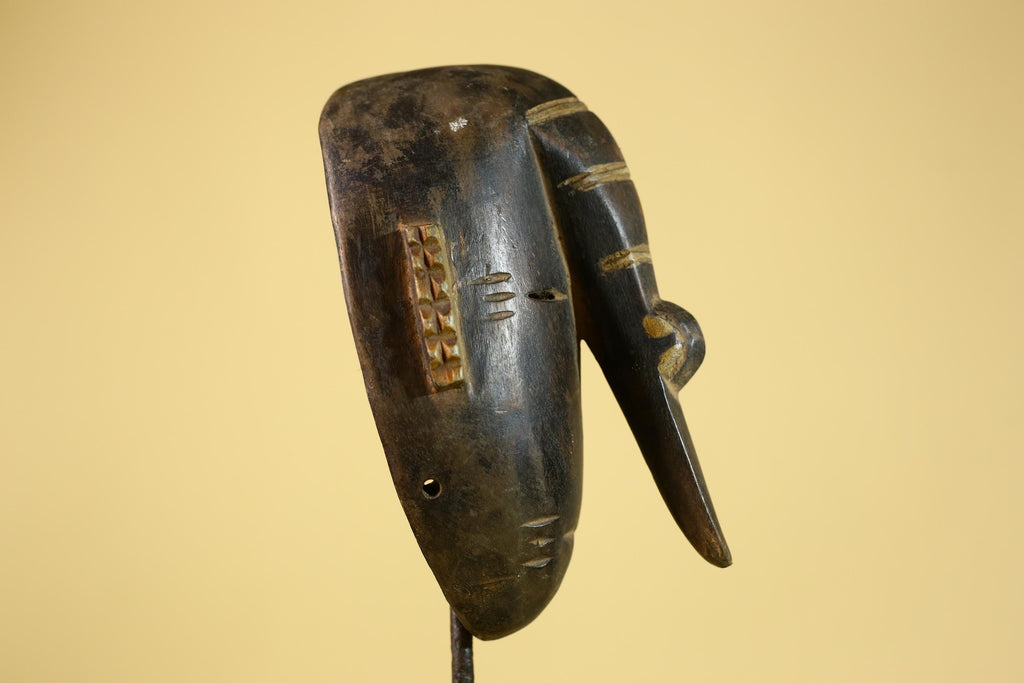 African Elongated Face Mask, Hand Carved Wooden Tribal Ritual Art- G6263