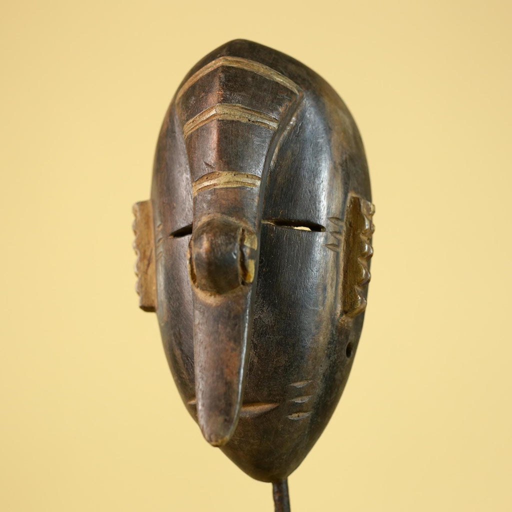 African Elongated Face Mask, Hand Carved Wooden Tribal Ritual Art- G6263